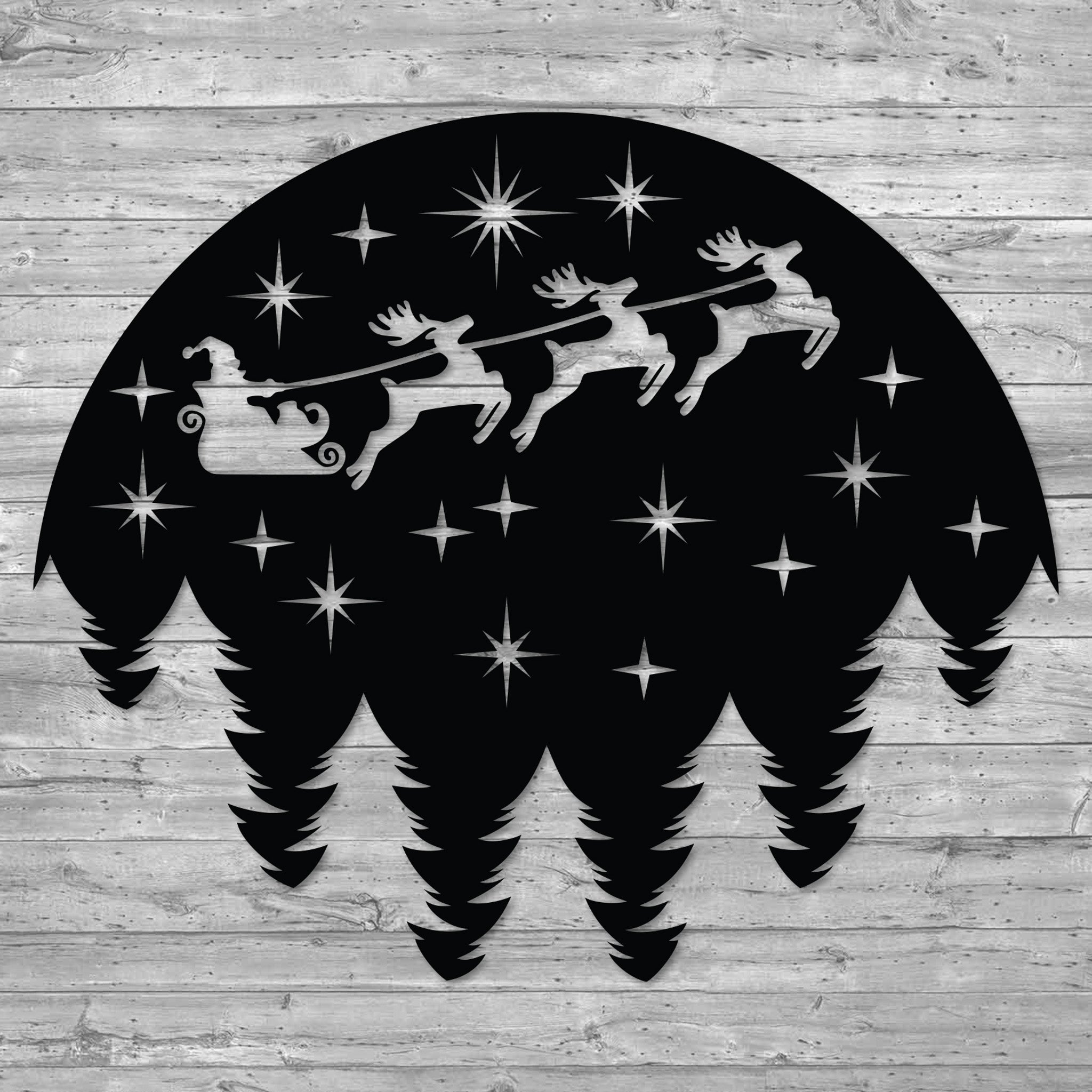 Santa Night Sky Metal Wall Decor