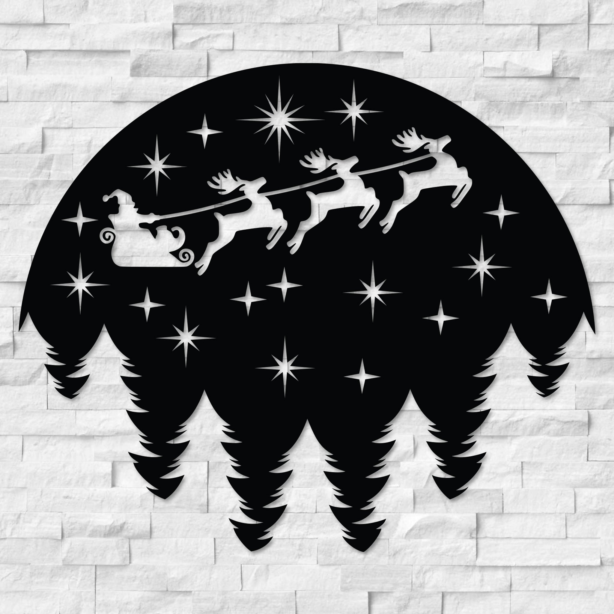 Santa Night Sky Metal Wall Decor