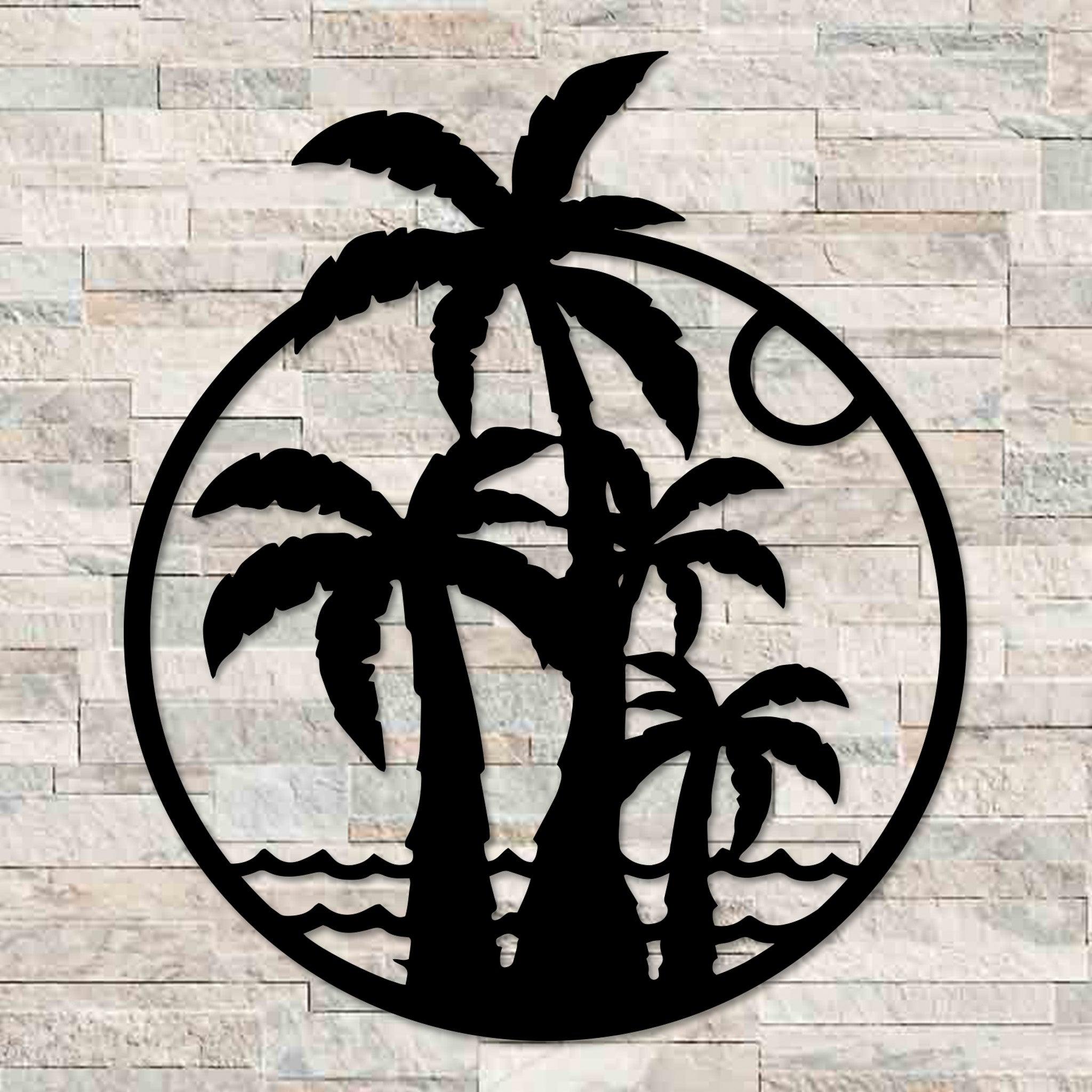 Palm Trees & Beach Round Wall Art