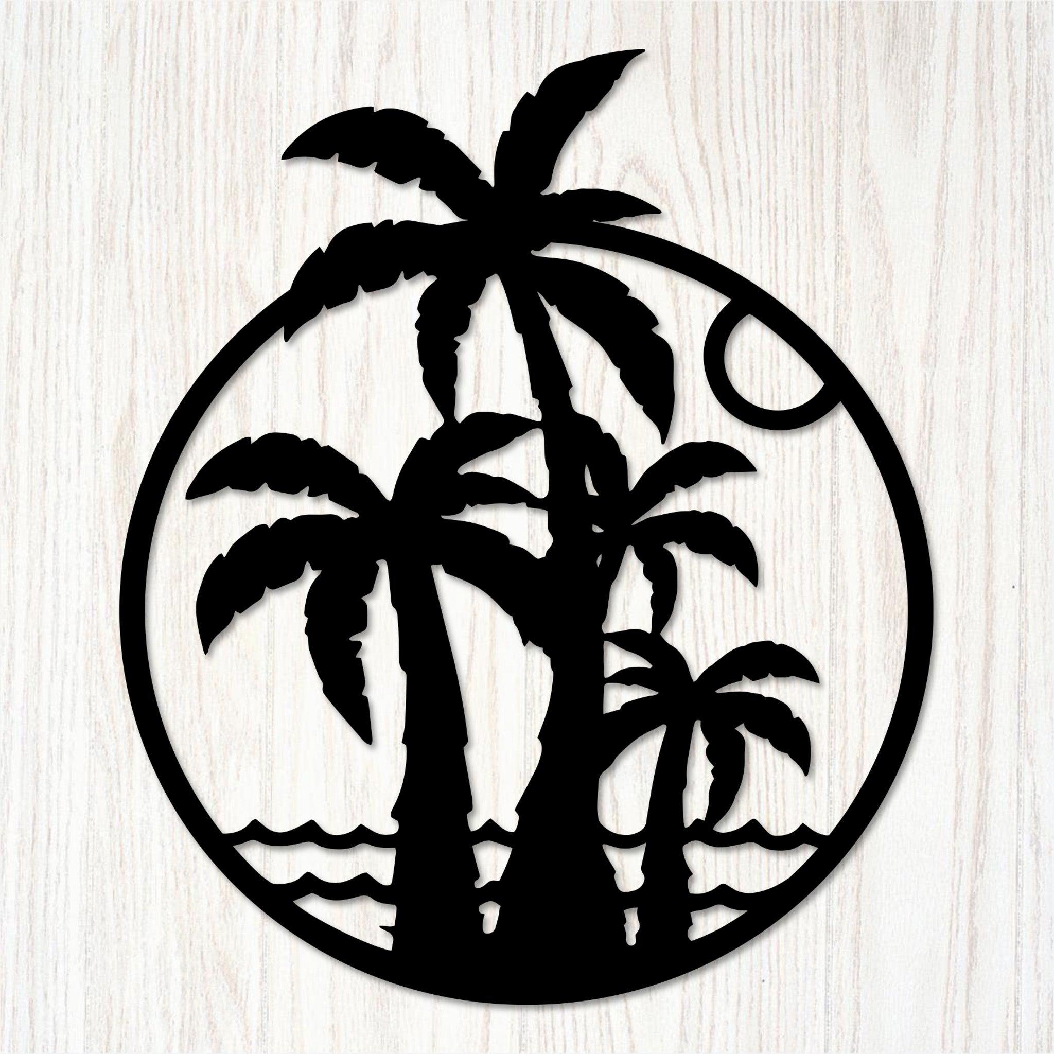 Palm Trees & Beach Round Wall Art