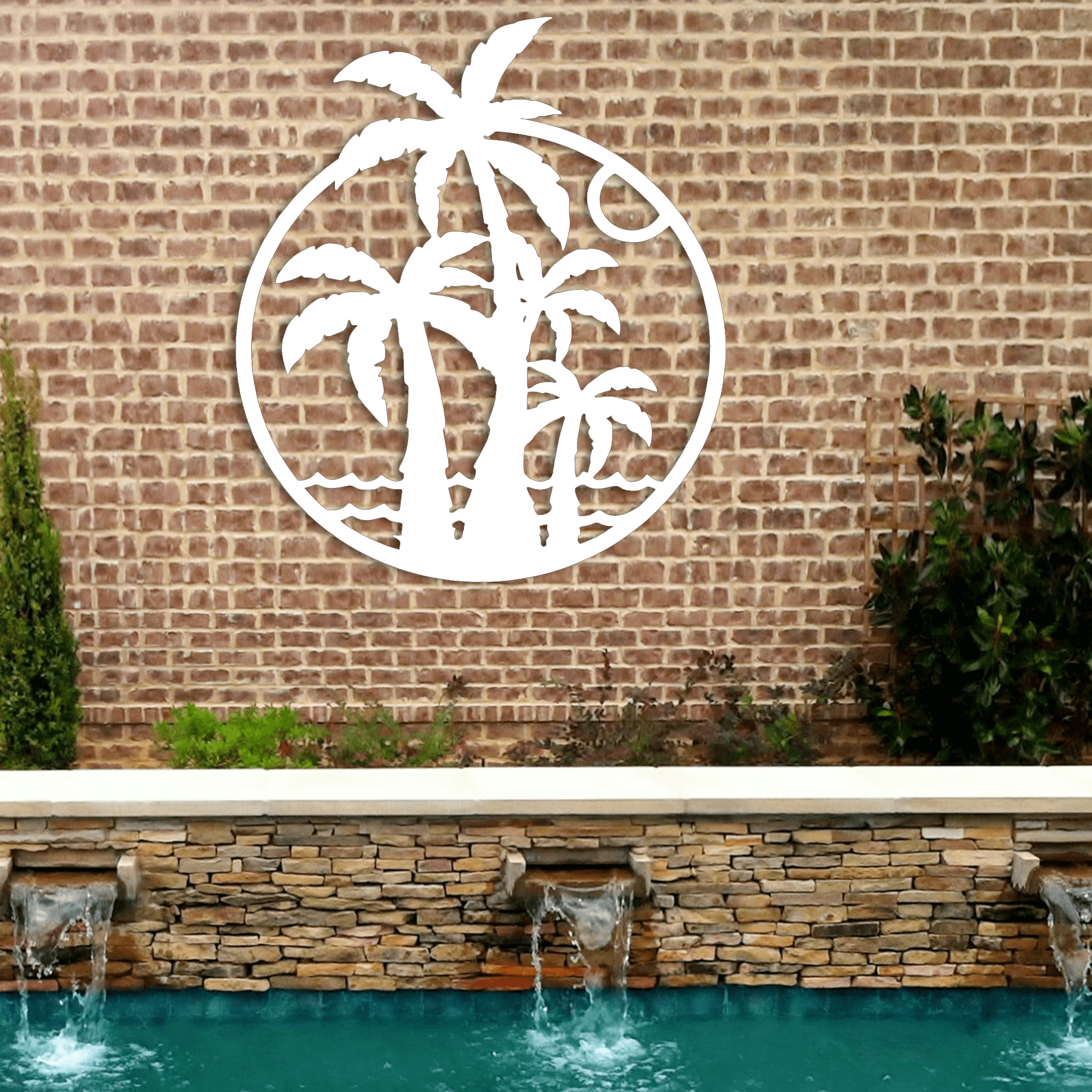 Palm Trees & Beach Round Wall Art