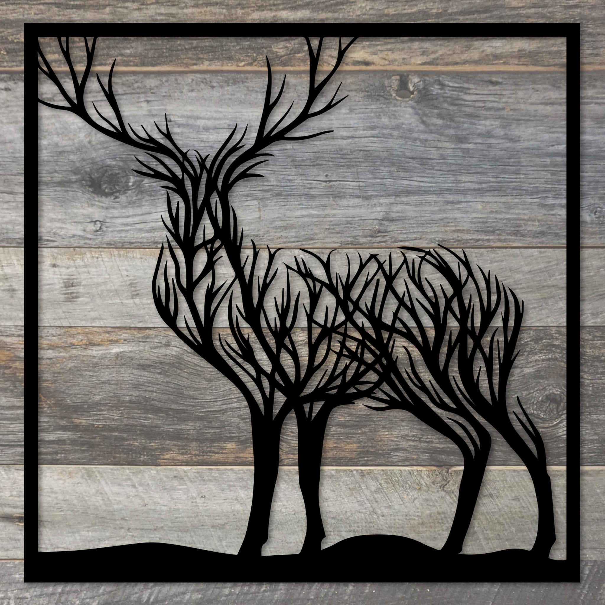 Modern Deer Branches Metal Wall Art