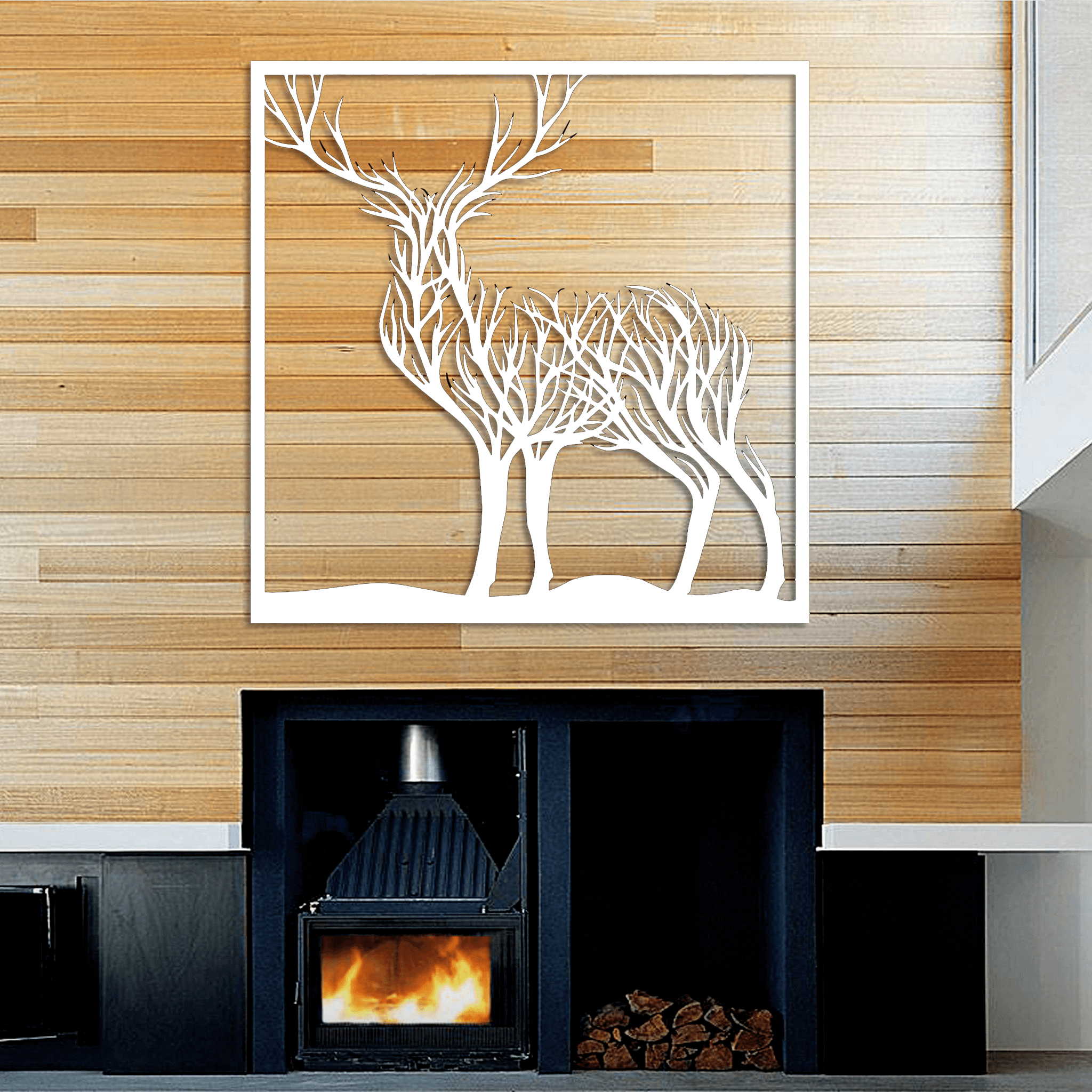 Modern Deer Branches Metal Wall Art