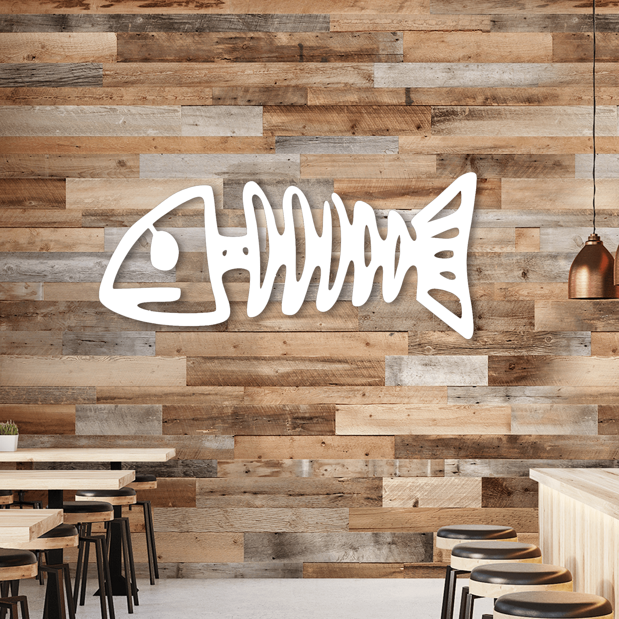 Metal Fishbones Wall Art