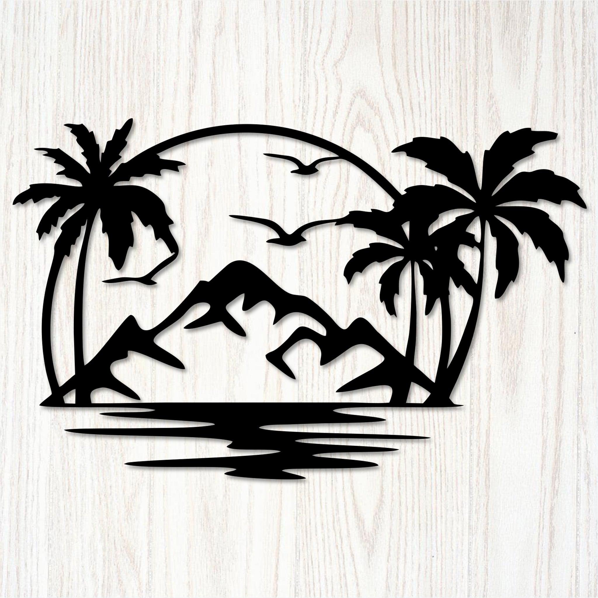 Island Paradise Palm Trees Metal Wall Art