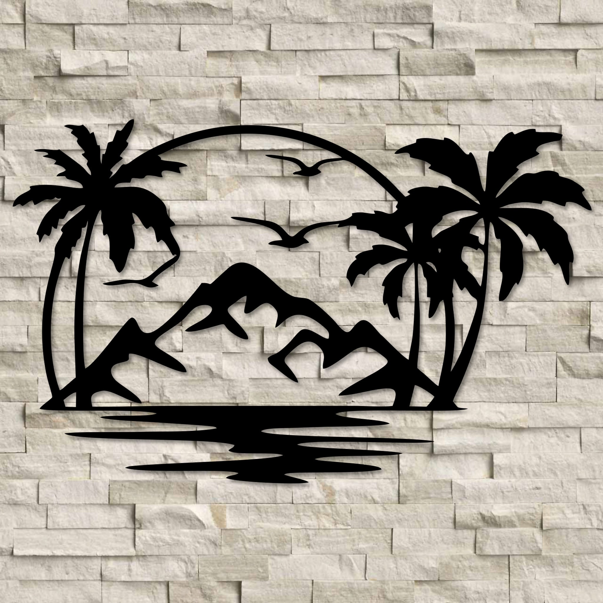 Island Paradise Palm Trees Metal Wall Art