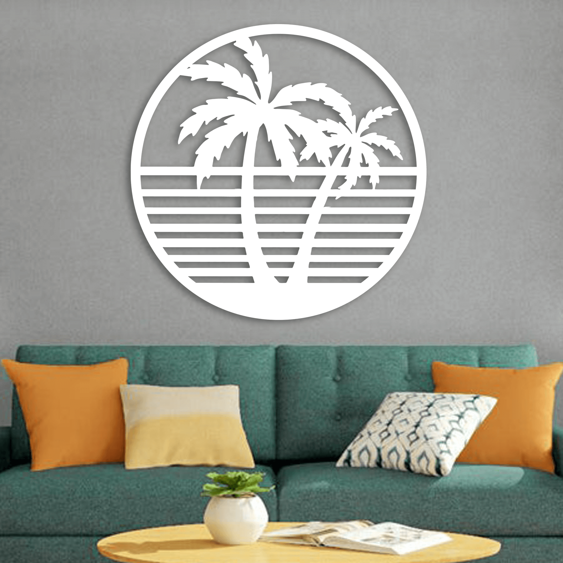 Palm Trees & Beach Metal Wall Art