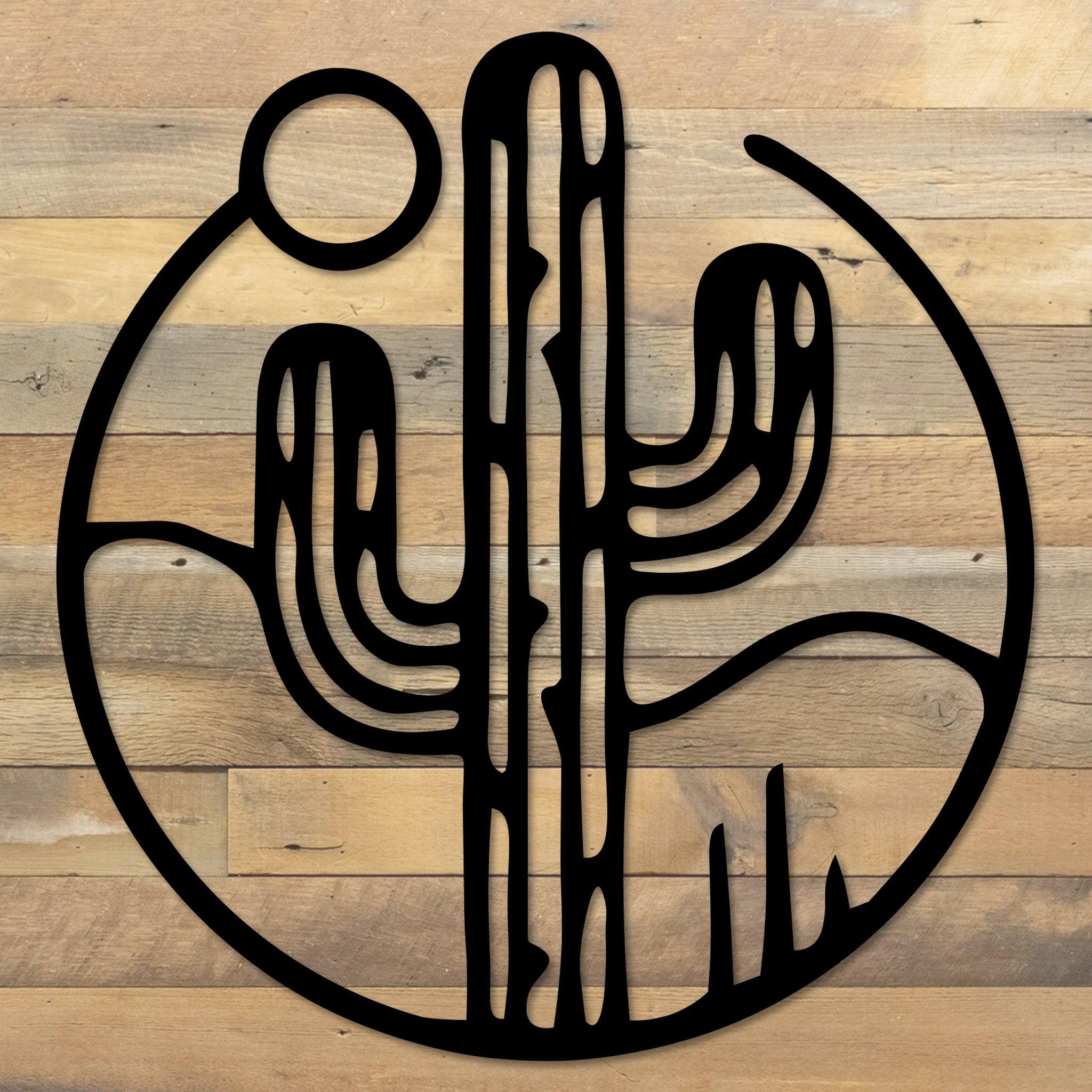 Round Desert Cactus Metal Wall Decor
