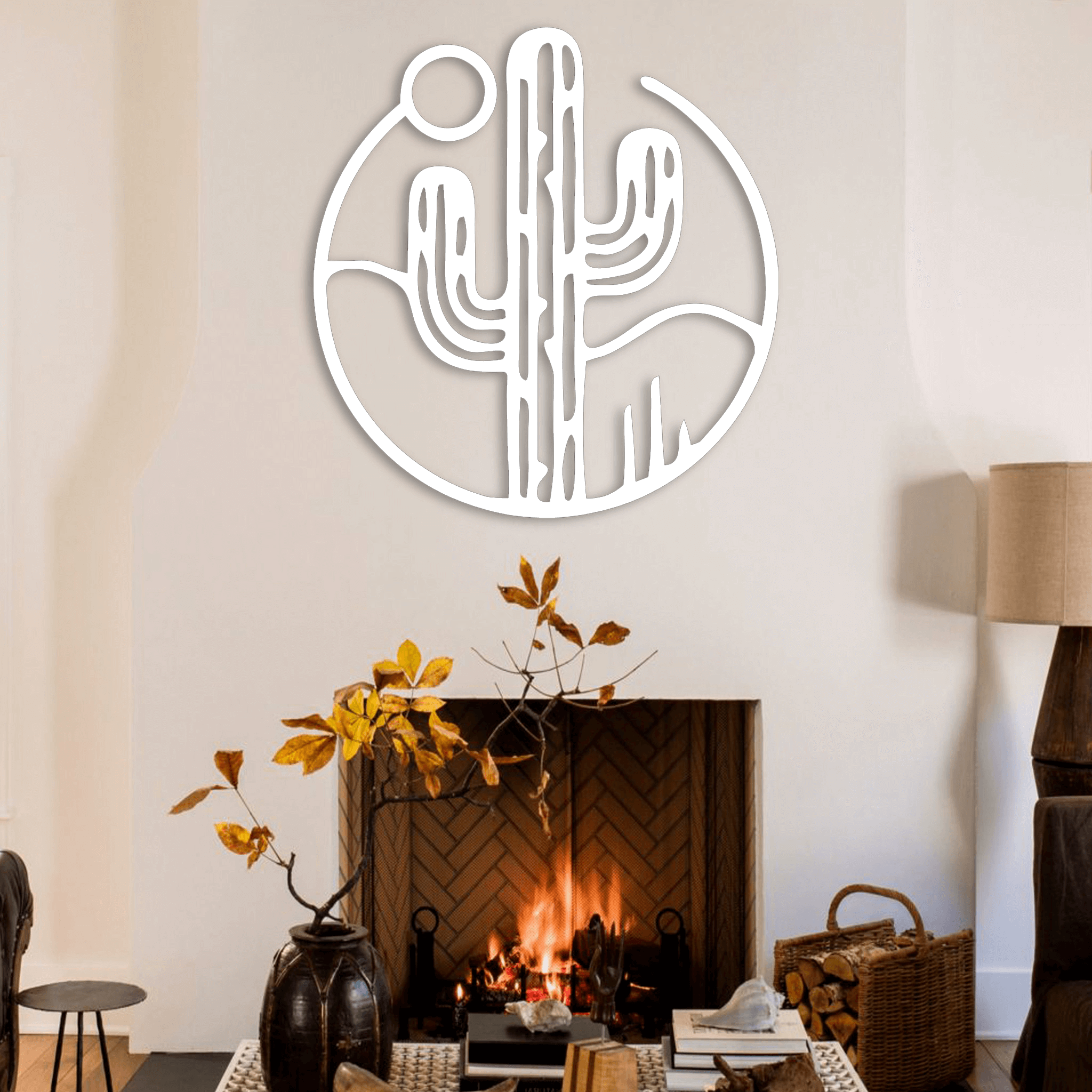 Round Desert Cactus Metal Wall Decor