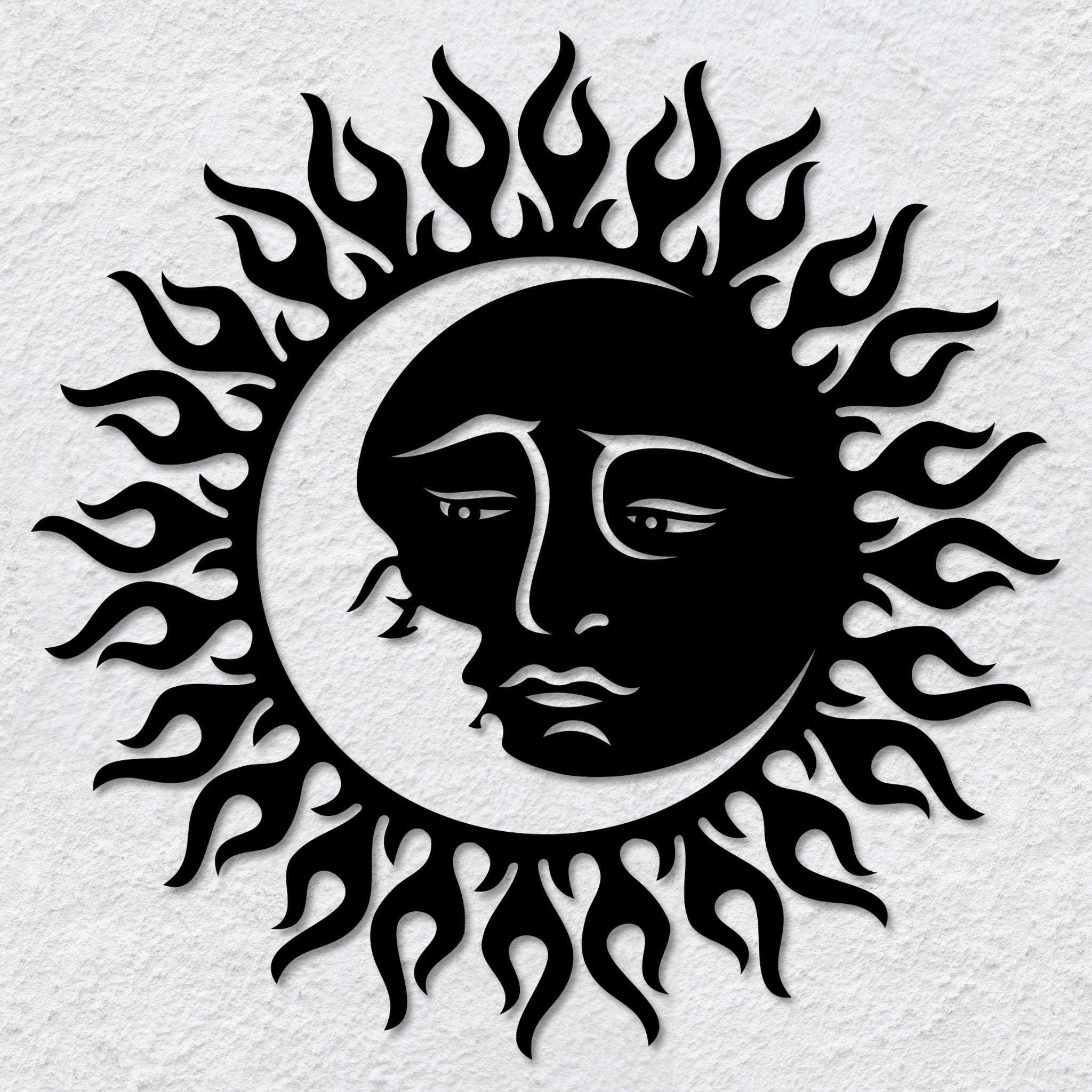 Sun & Moon Faces Metal Wall Art