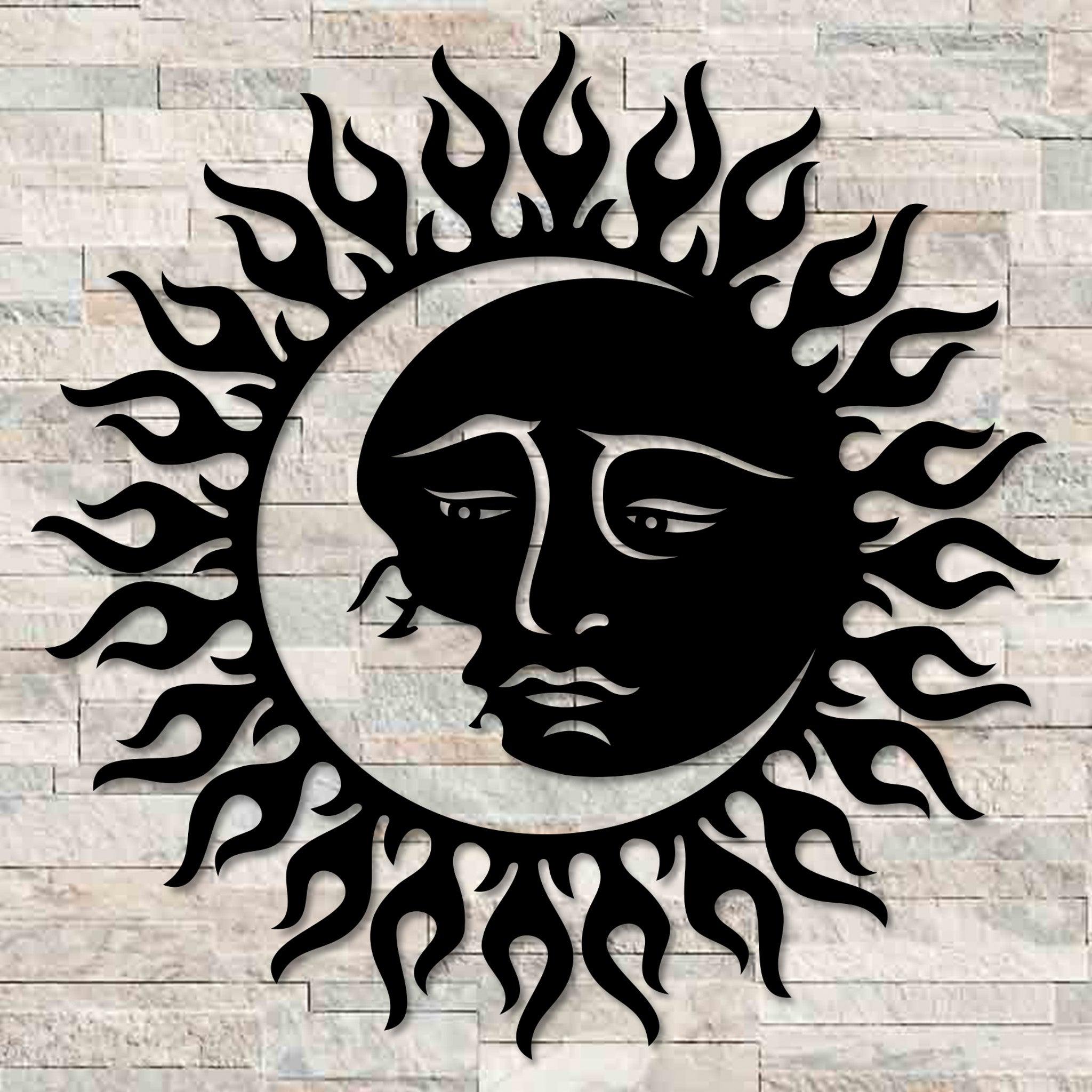 Sun & Moon Faces Metal Wall Art