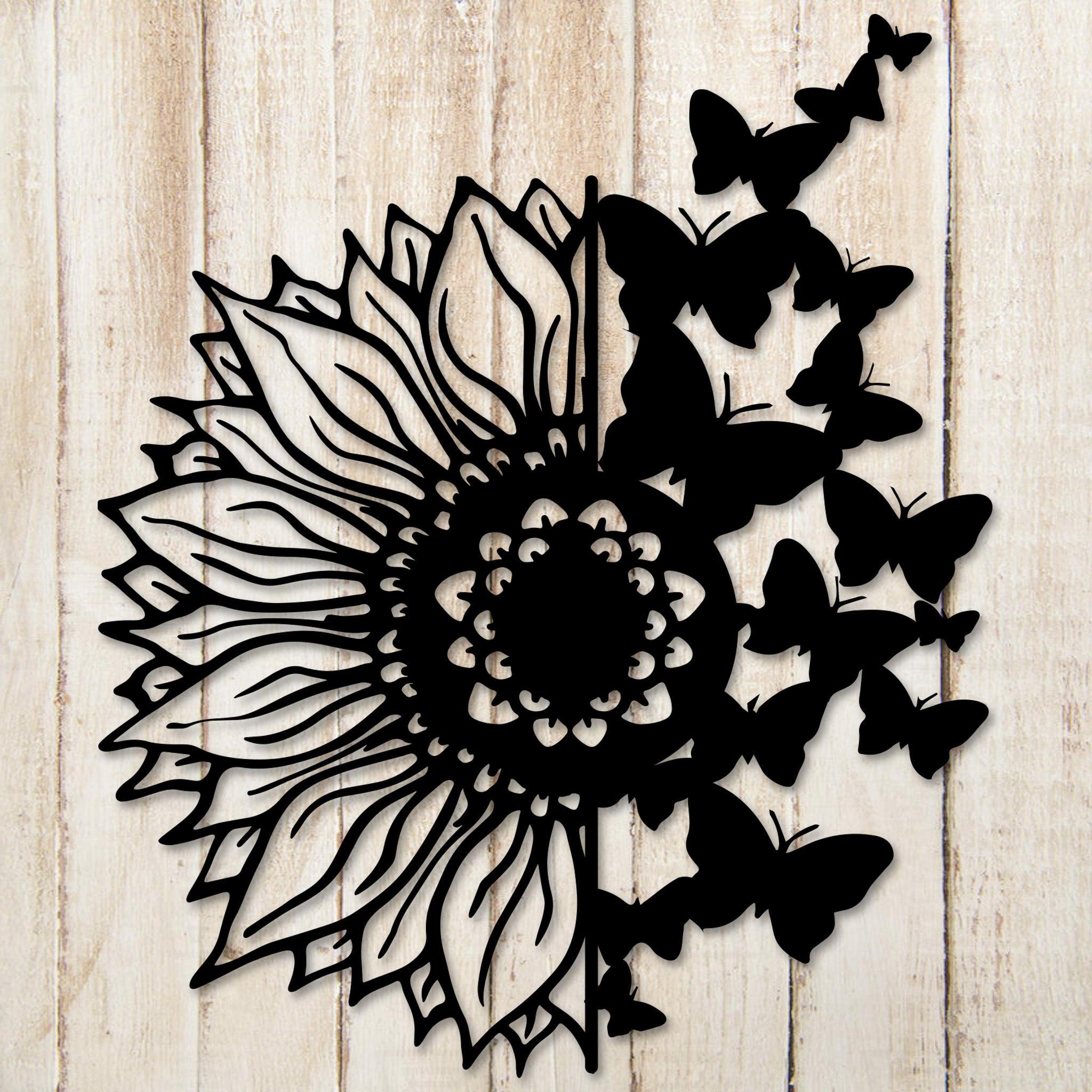 Sunflower Butterflies Metal Wall Art