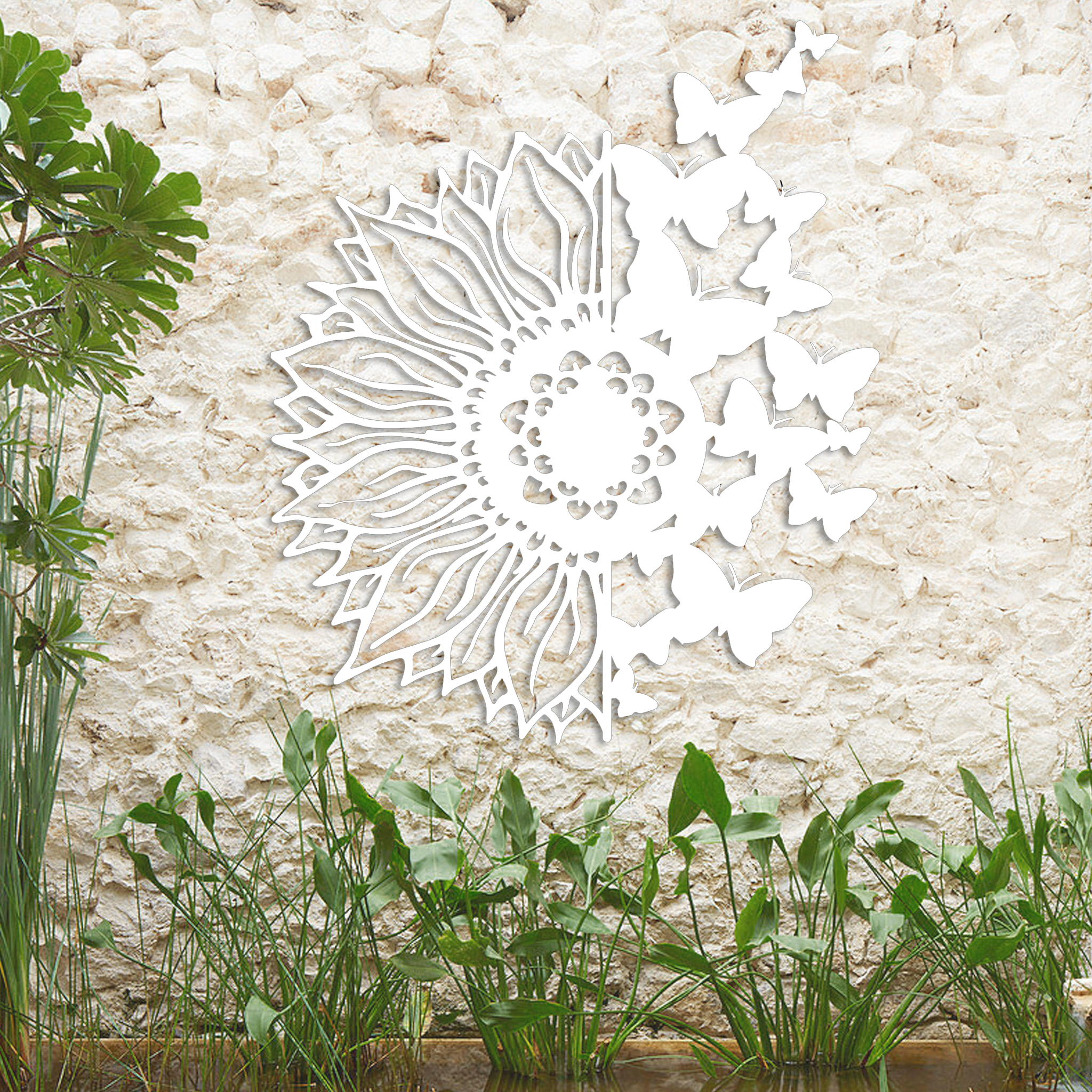 Sunflower Butterflies Metal Wall Art