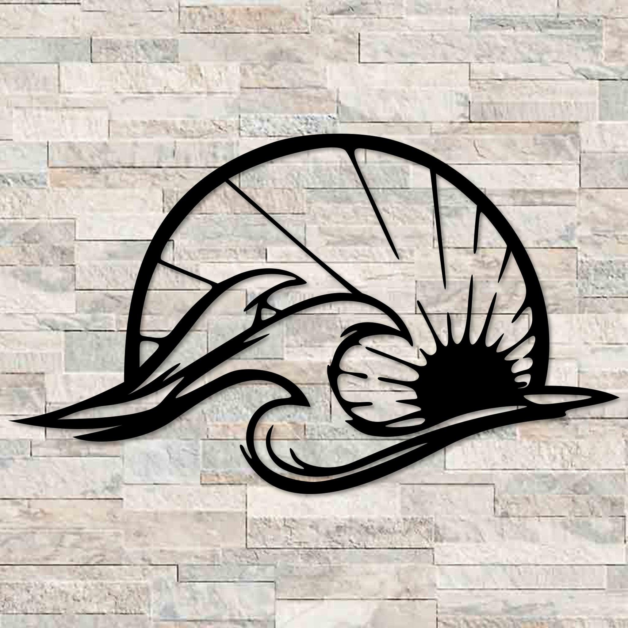 Ocean Waves & Sun Metal Wall Art