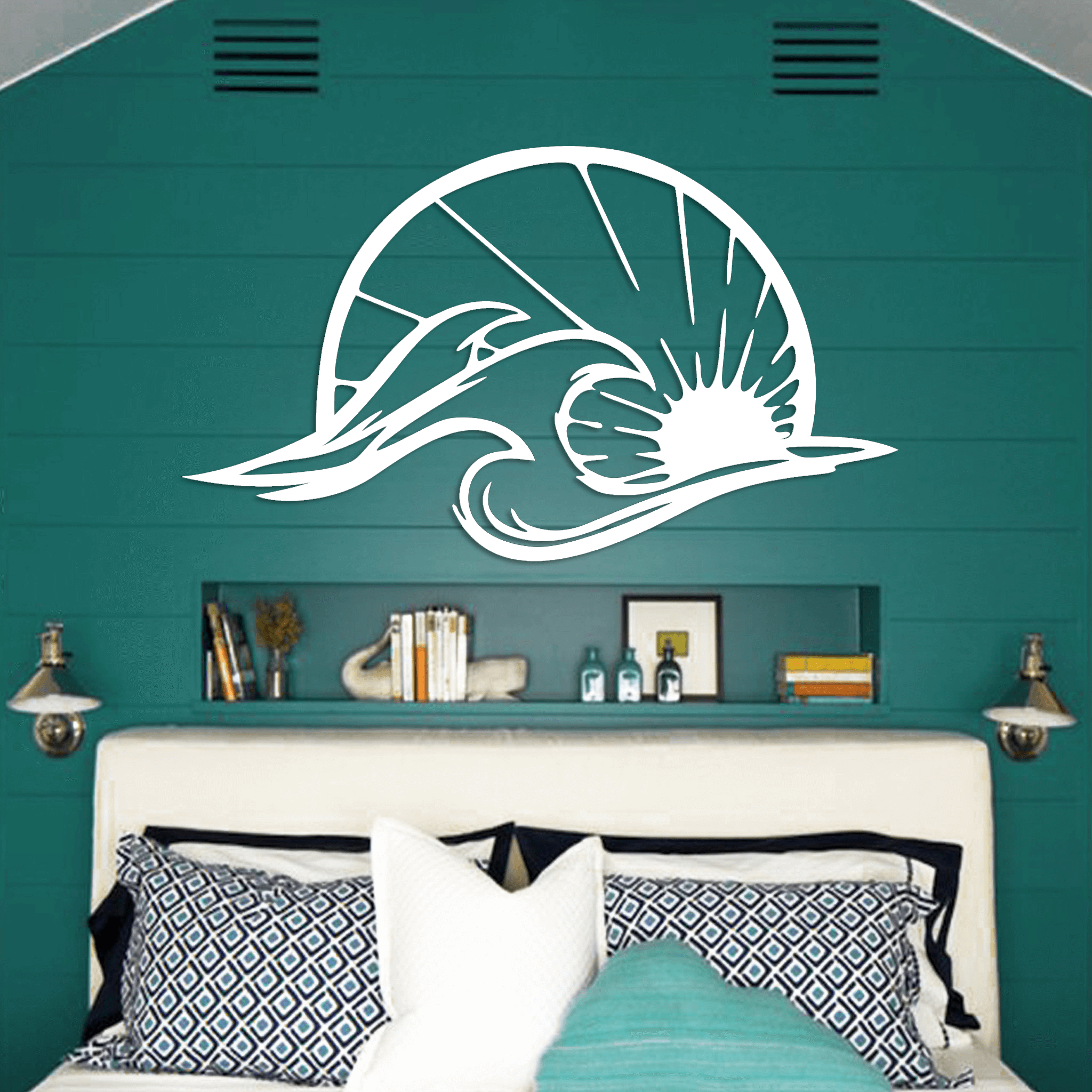 Ocean Waves & Sun Metal Wall Art