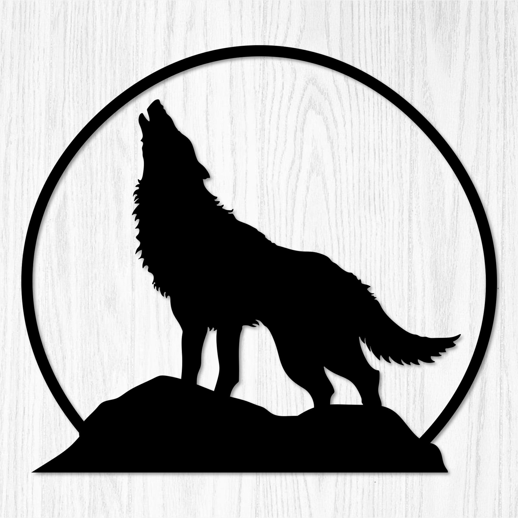 Howling Wolf Metal Wall Decor