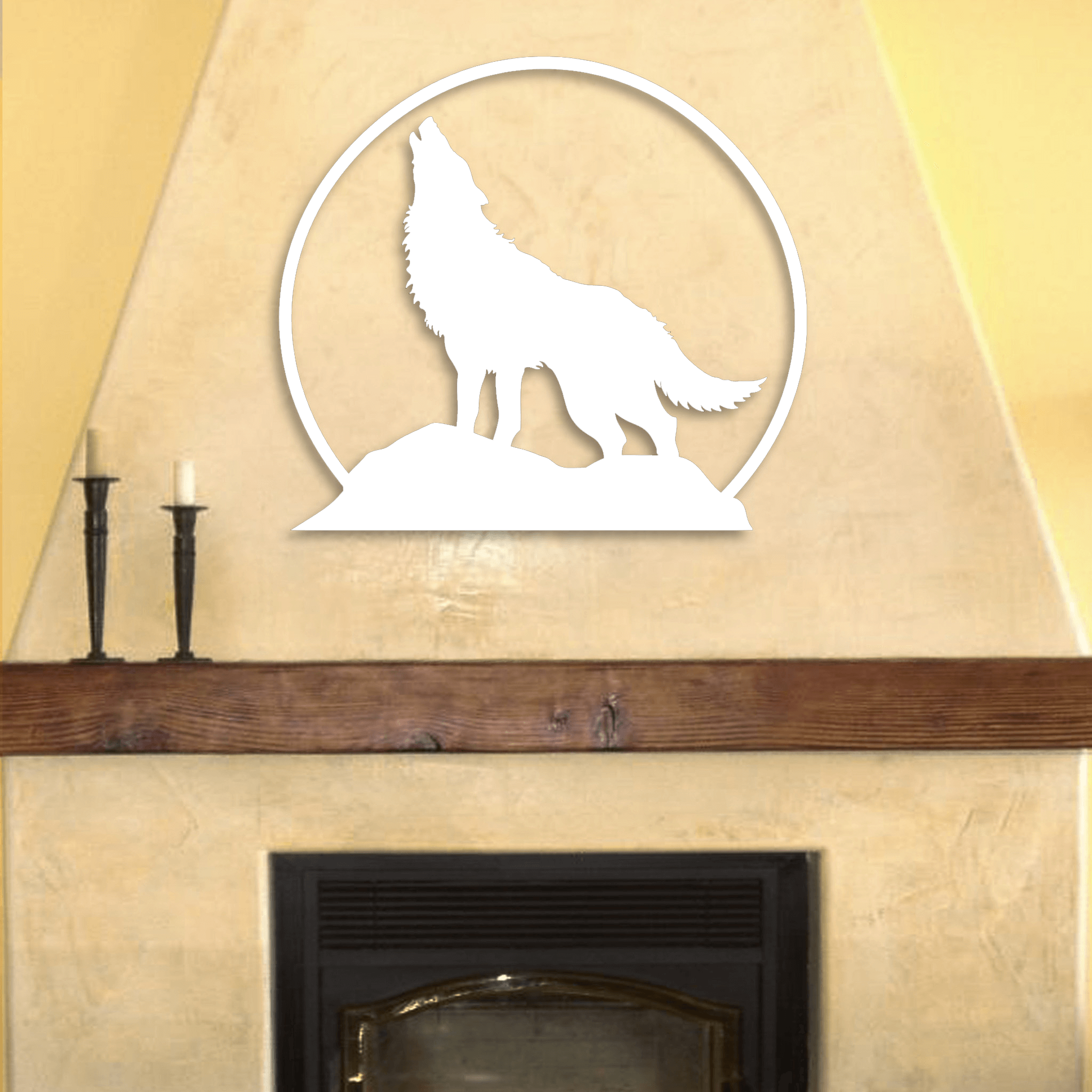 Howling Wolf Metal Wall Decor