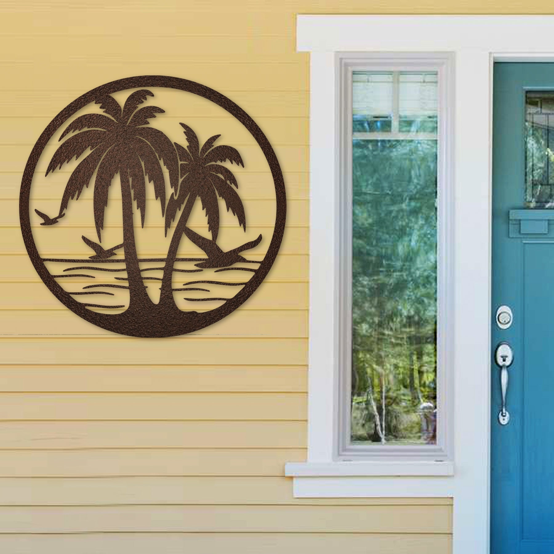 Beach Palm Trees Circle Metal Wall Décor