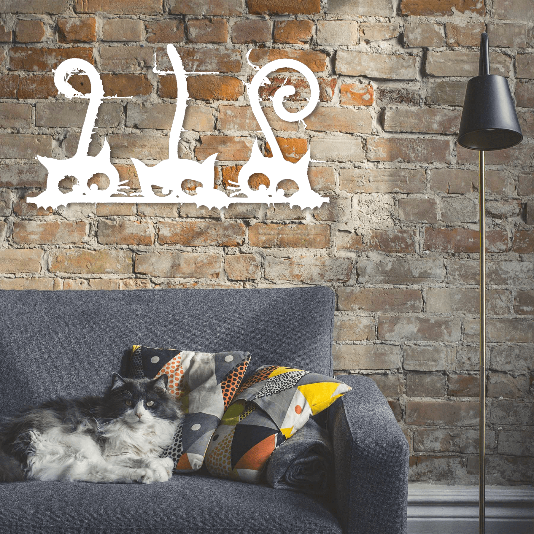 3 Cats Metal Wall Art