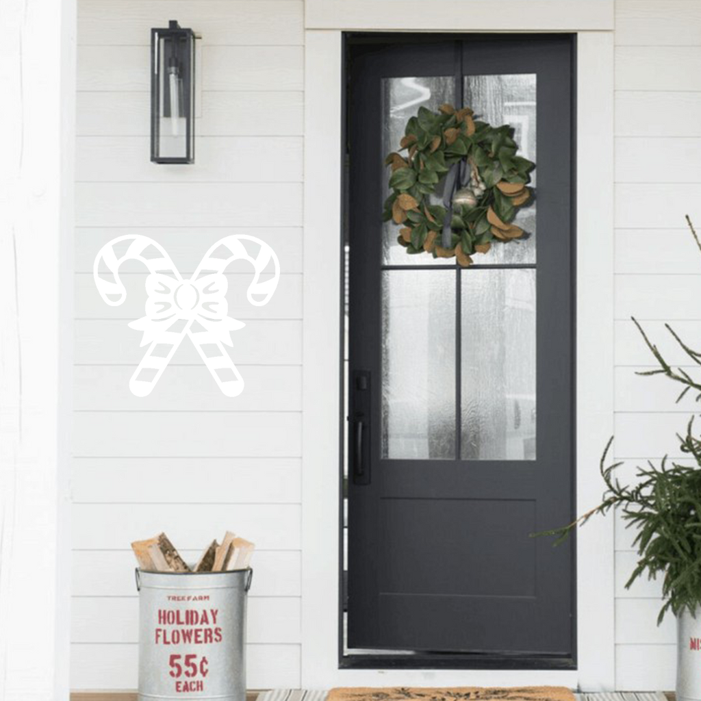 Candy Canes and Bow Metal Wall Decor