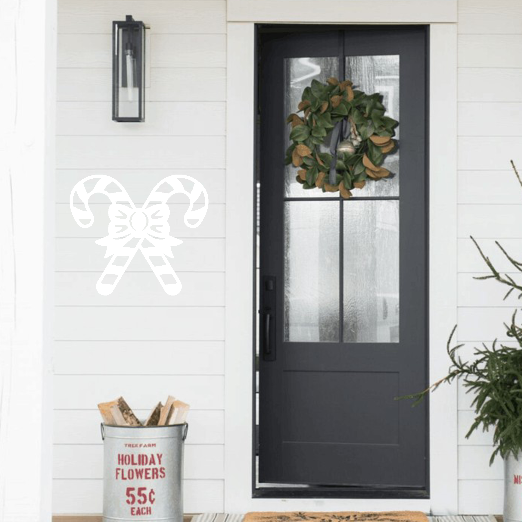 Candy Canes and Bow Metal Wall Decor
