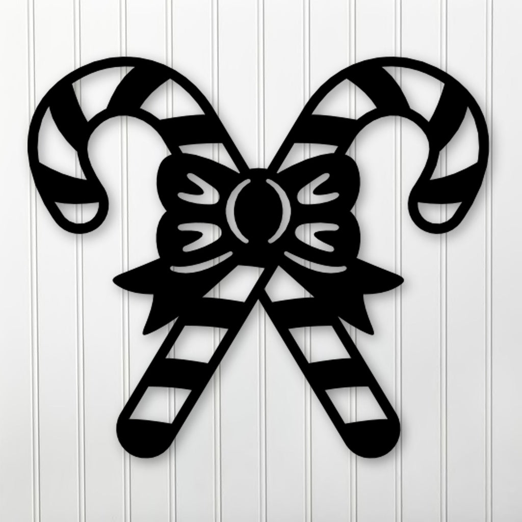 Candy Canes and Bow Metal Wall Decor
