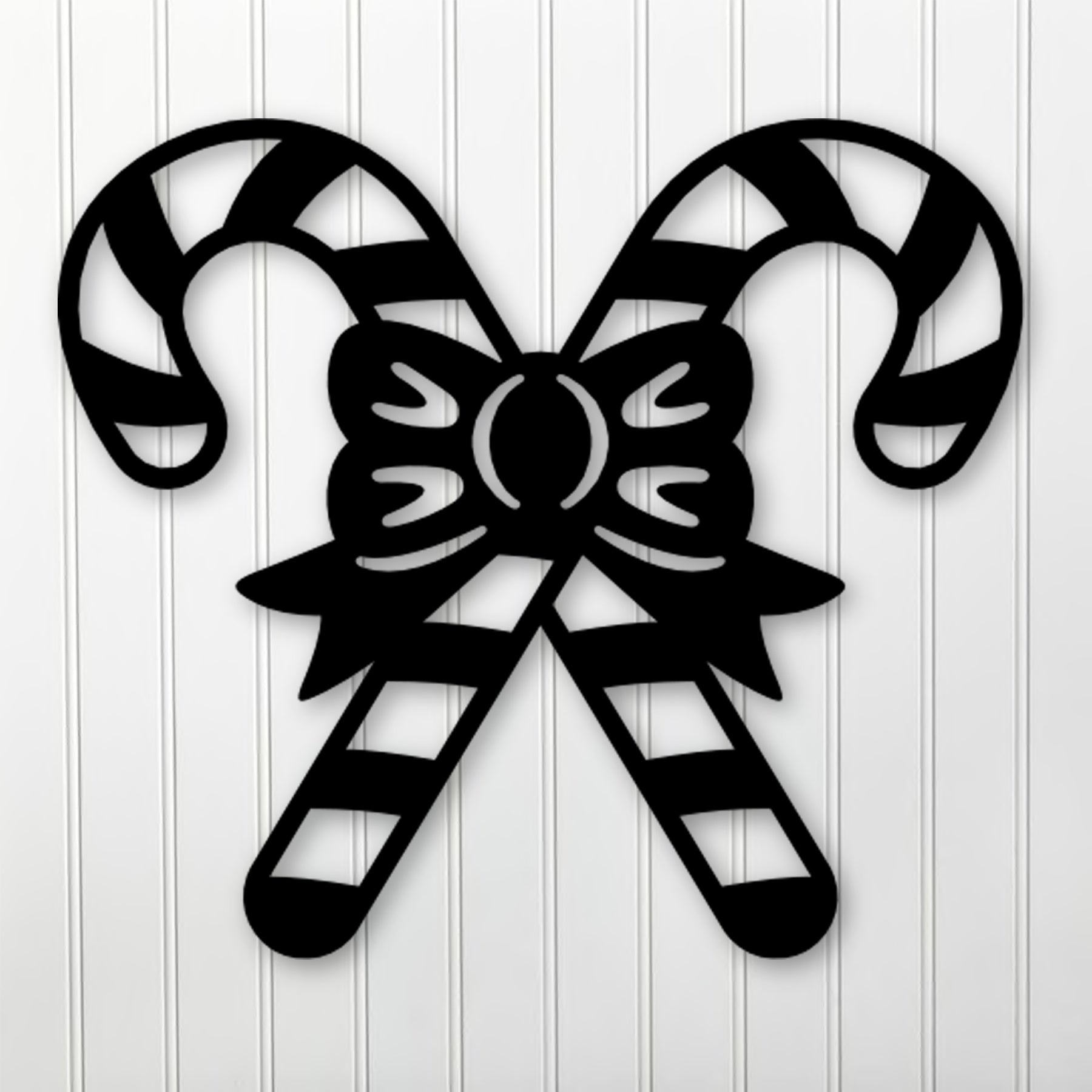 Candy Canes and Bow Metal Wall Decor
