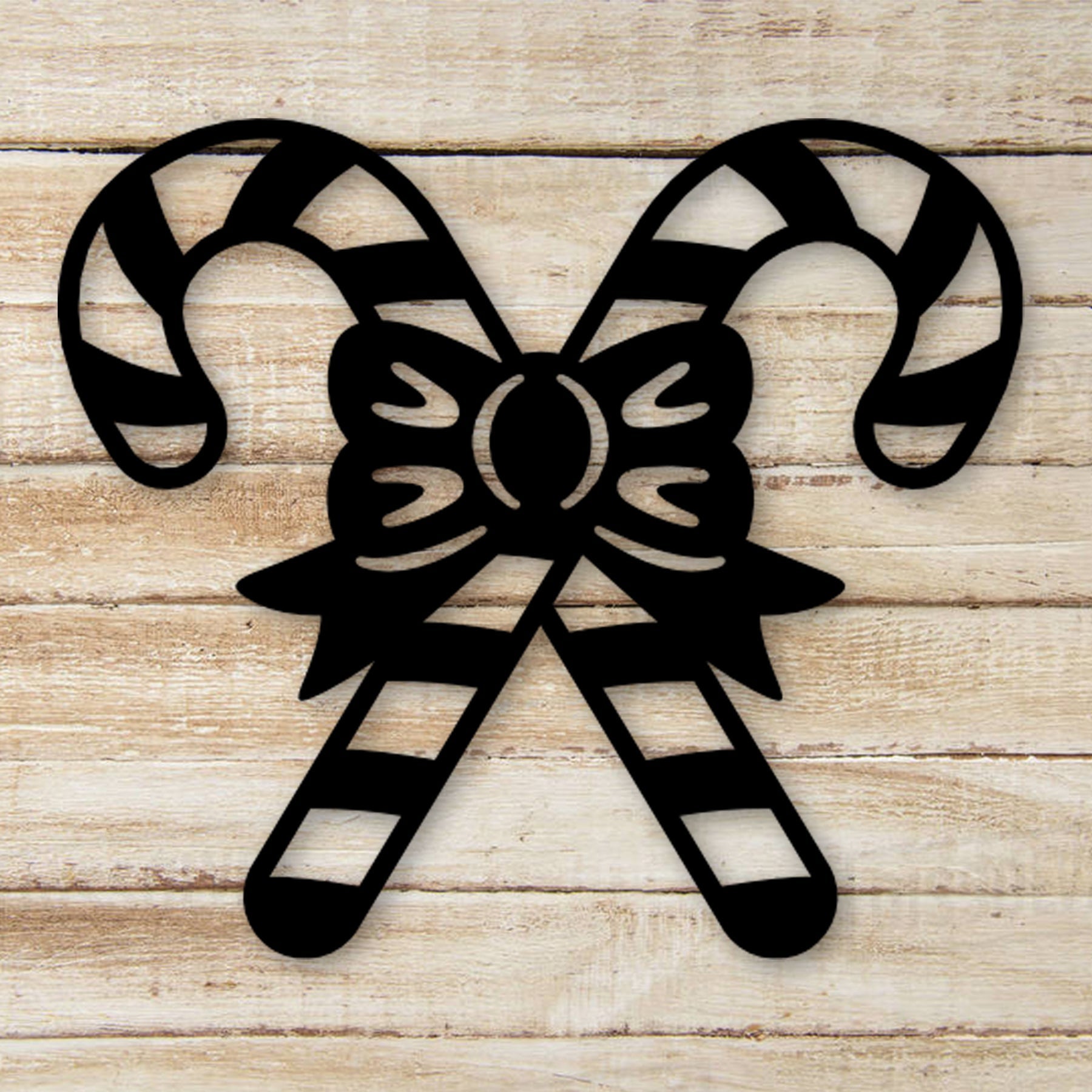 Candy Canes and Bow Metal Wall Decor