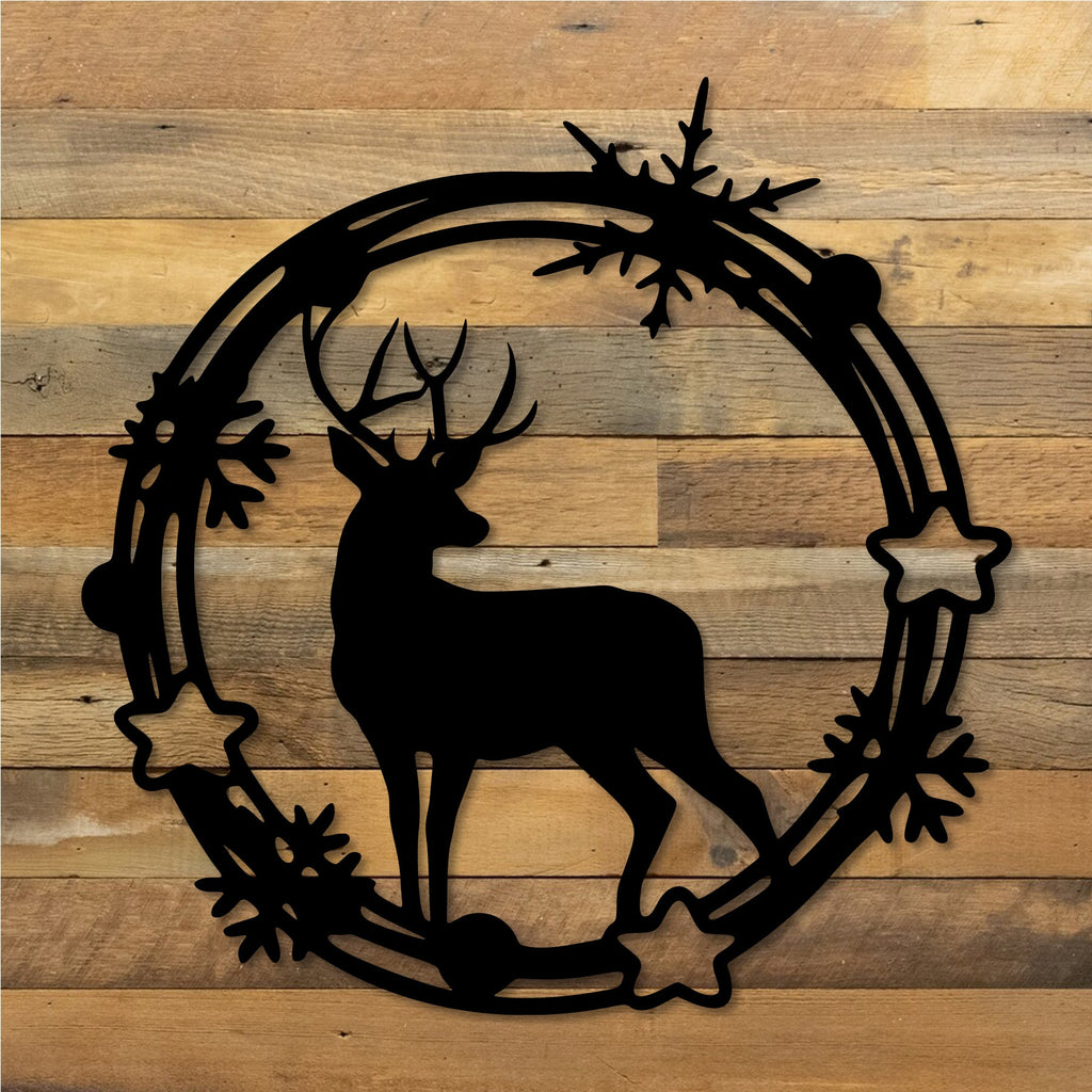 Christmas Wreath Deer Metal Wall Decor