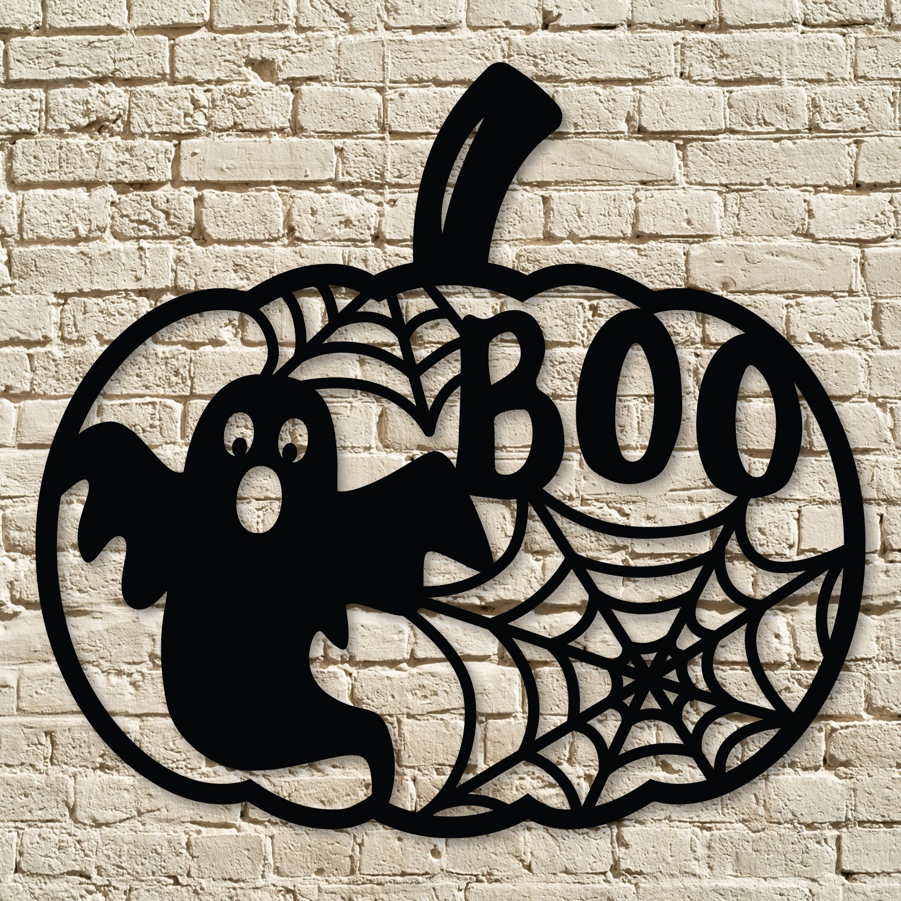 Ghost Boo Pumpkin Metal Wall Art