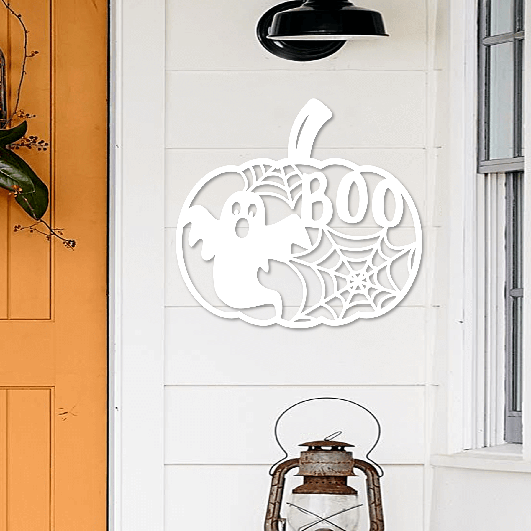 Ghost Boo Pumpkin Metal Wall Art