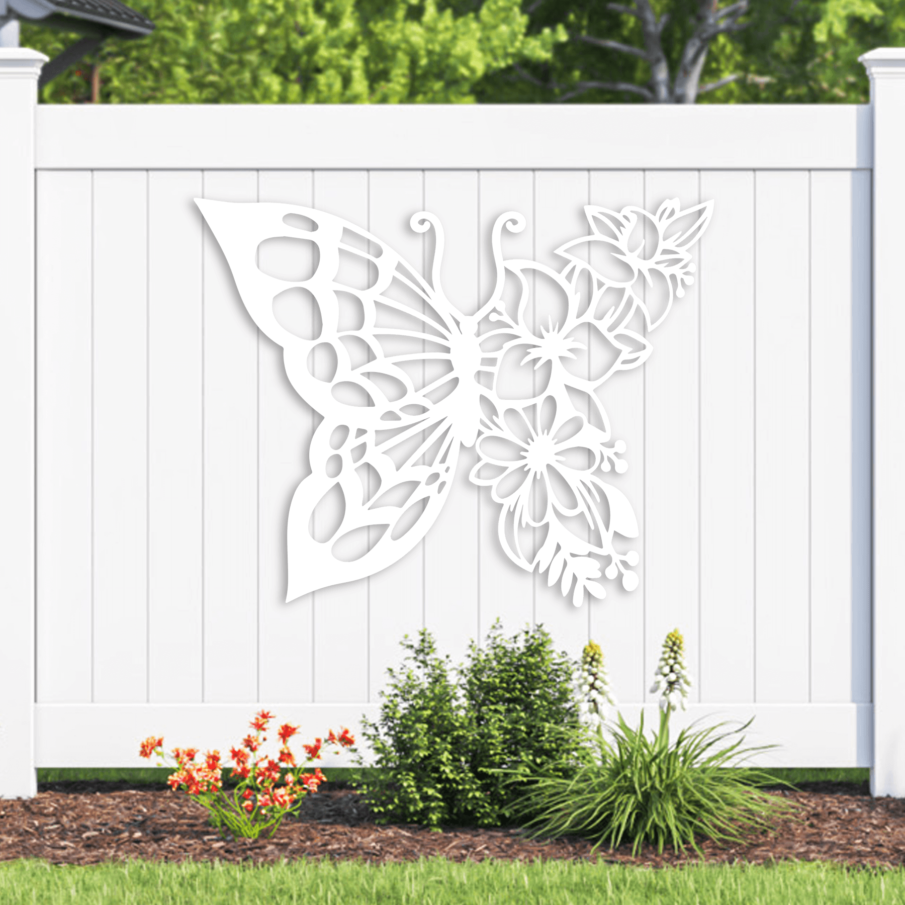 Butterfly Flowers Metal Wall Art