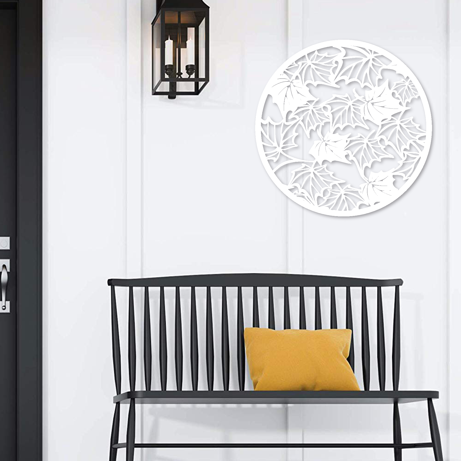 Fall Leaves Circle Metal Art