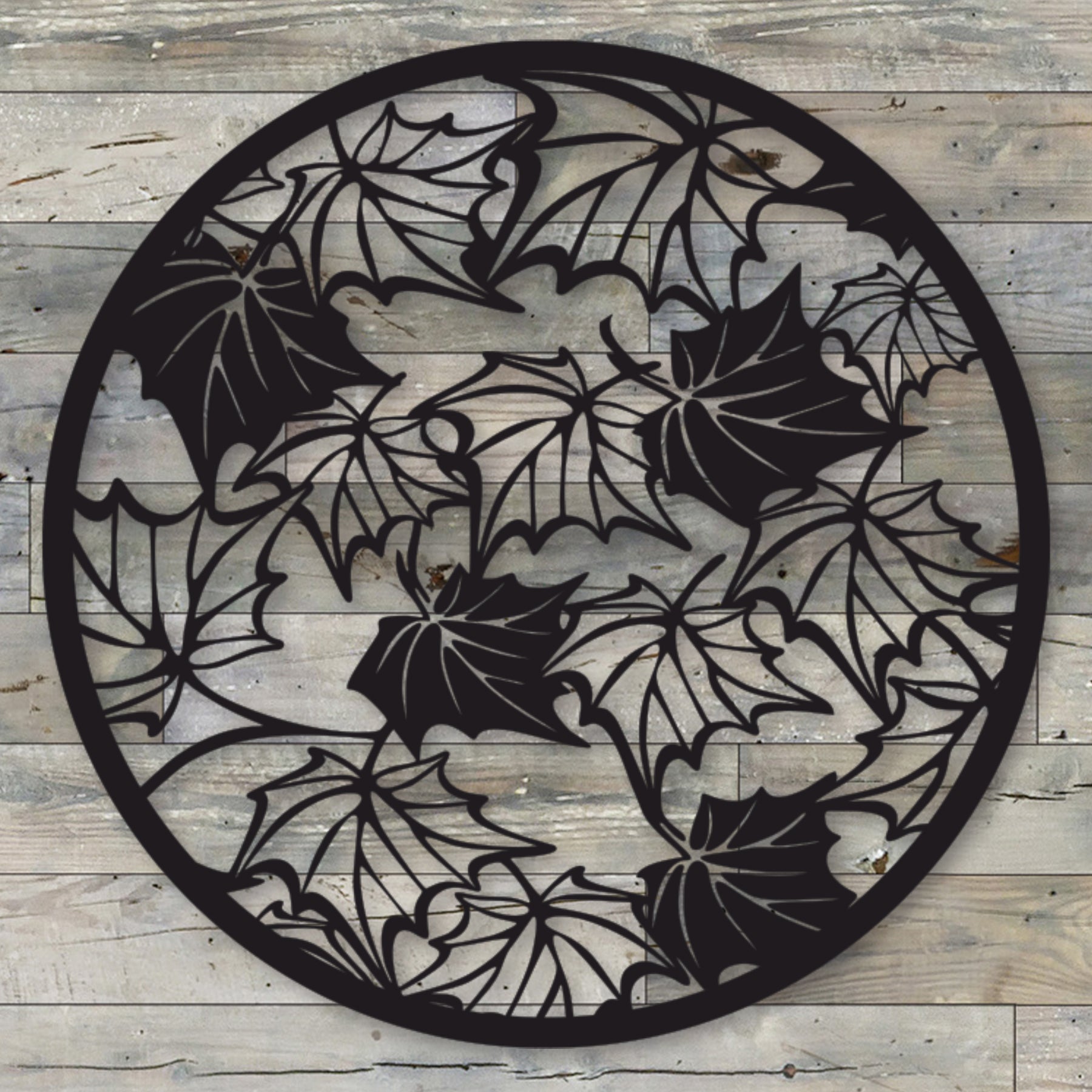 Fall Leaves Circle Metal Art