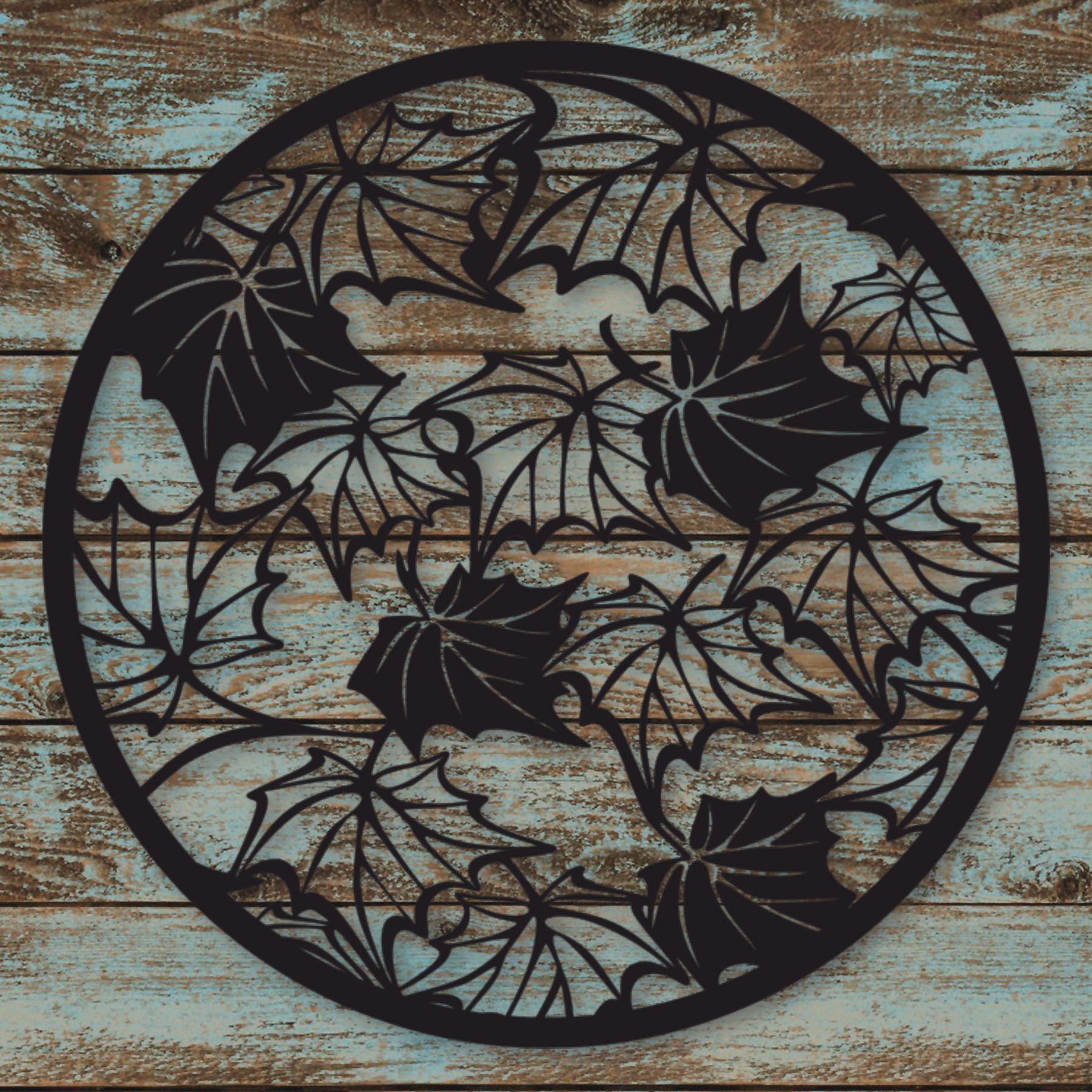 Fall Leaves Circle Metal Art