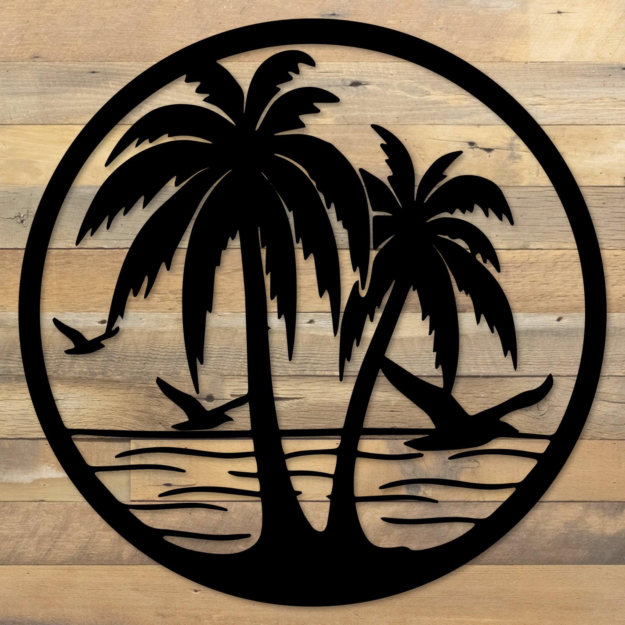 Beach Palm Trees Circle Metal Wall Décor