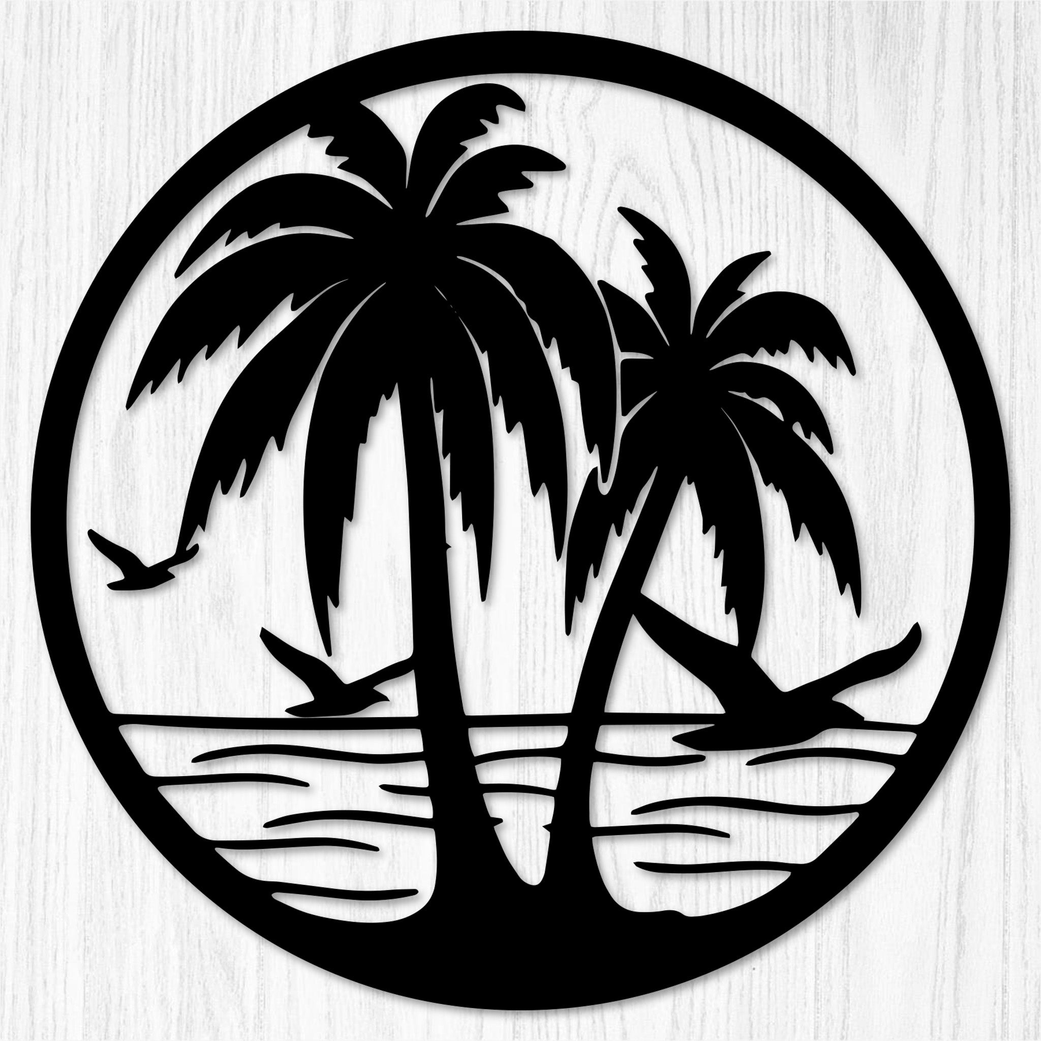 Beach Palm Trees Circle Metal Wall Décor