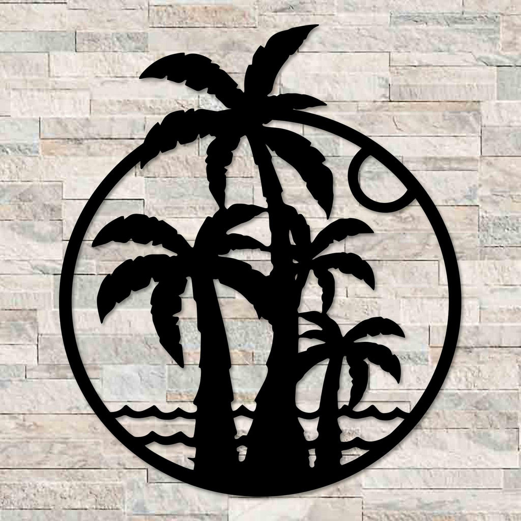 Palm Trees & Beach Round Wall Art