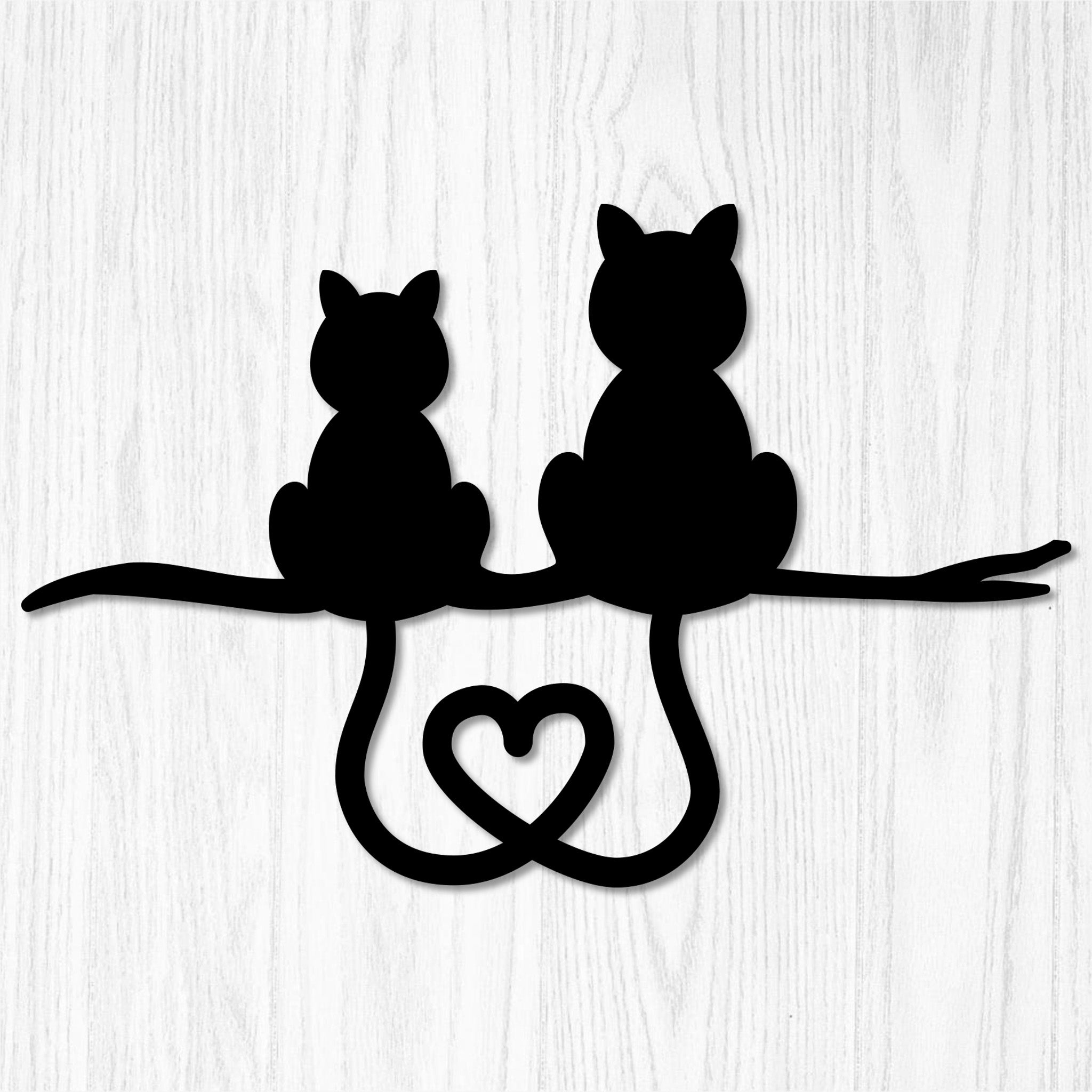 Cat Heart Tails Metal Wall Art