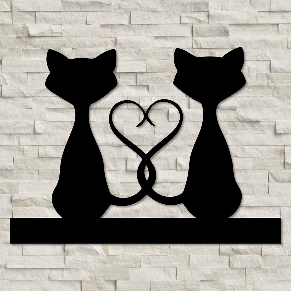 Cat Tails Heart Love Metal Wall Art