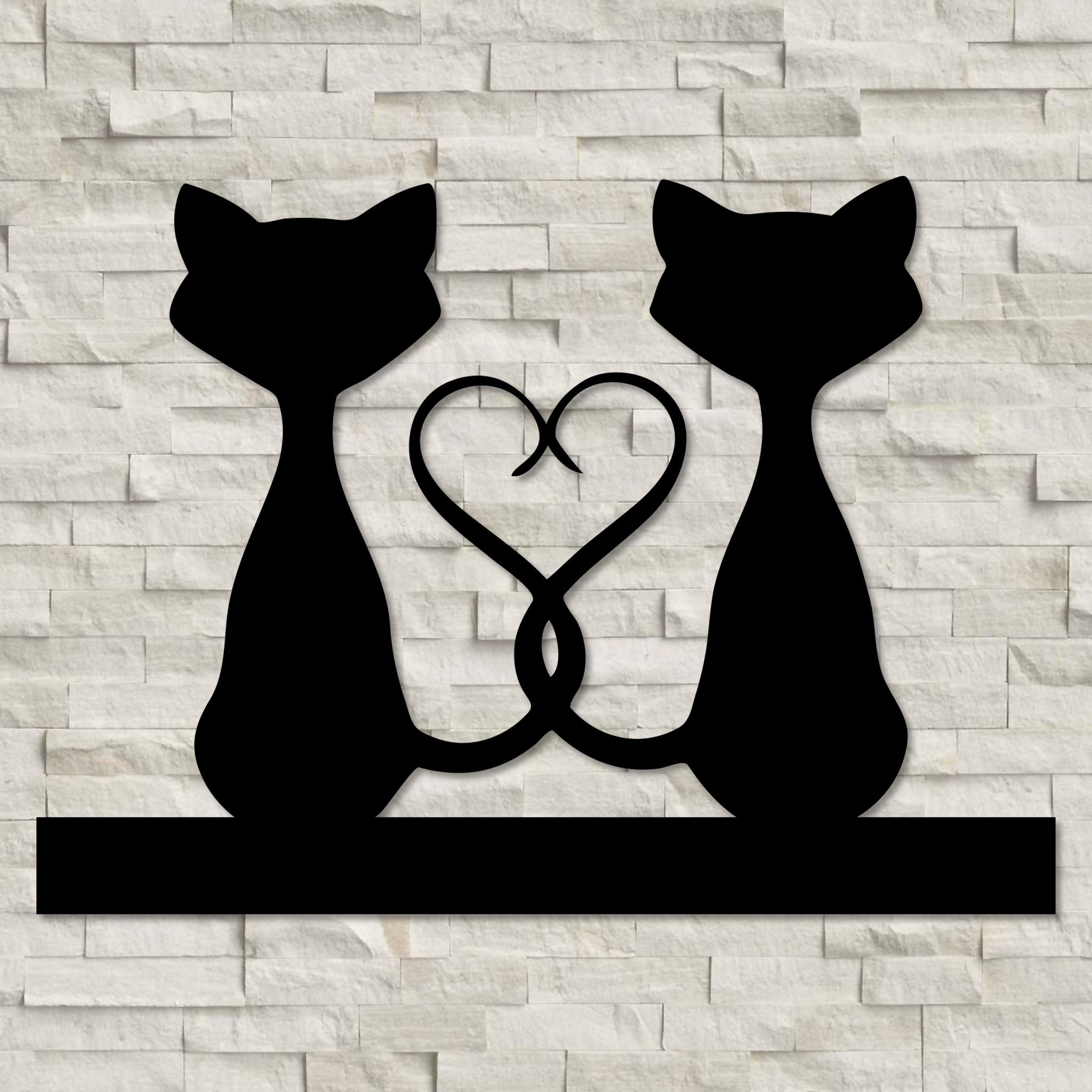 Cat Tails Heart Love Metal Wall Art