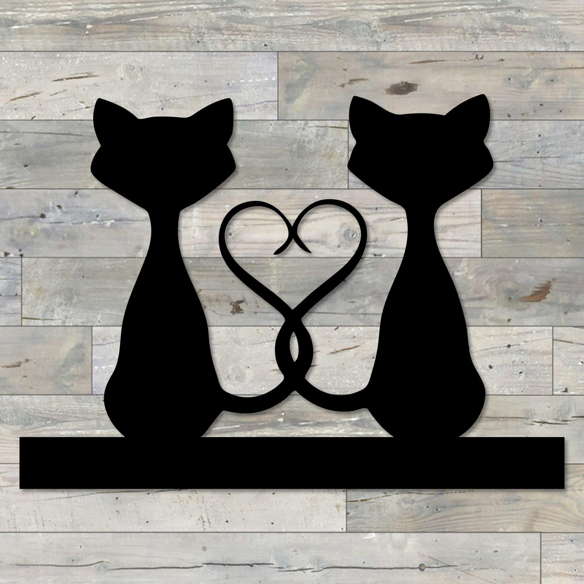Cat Tails Heart Love Metal Wall Art