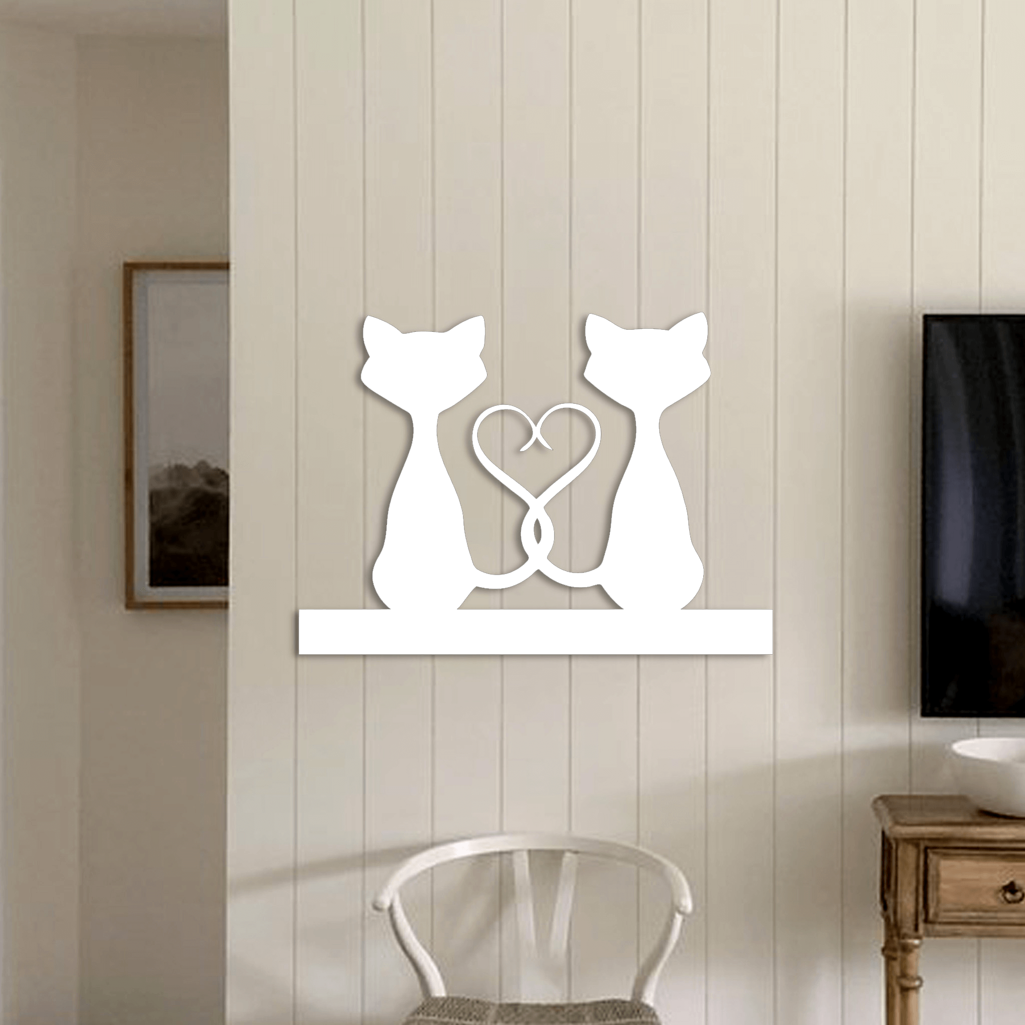 Cat Tails Heart Love Metal Wall Art