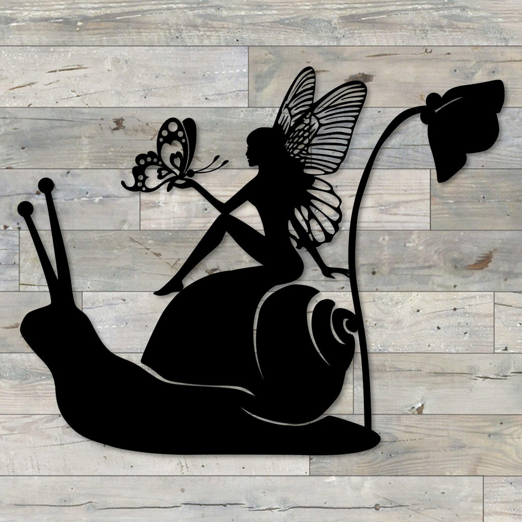 Fairy on Snail Metal Wall Decor