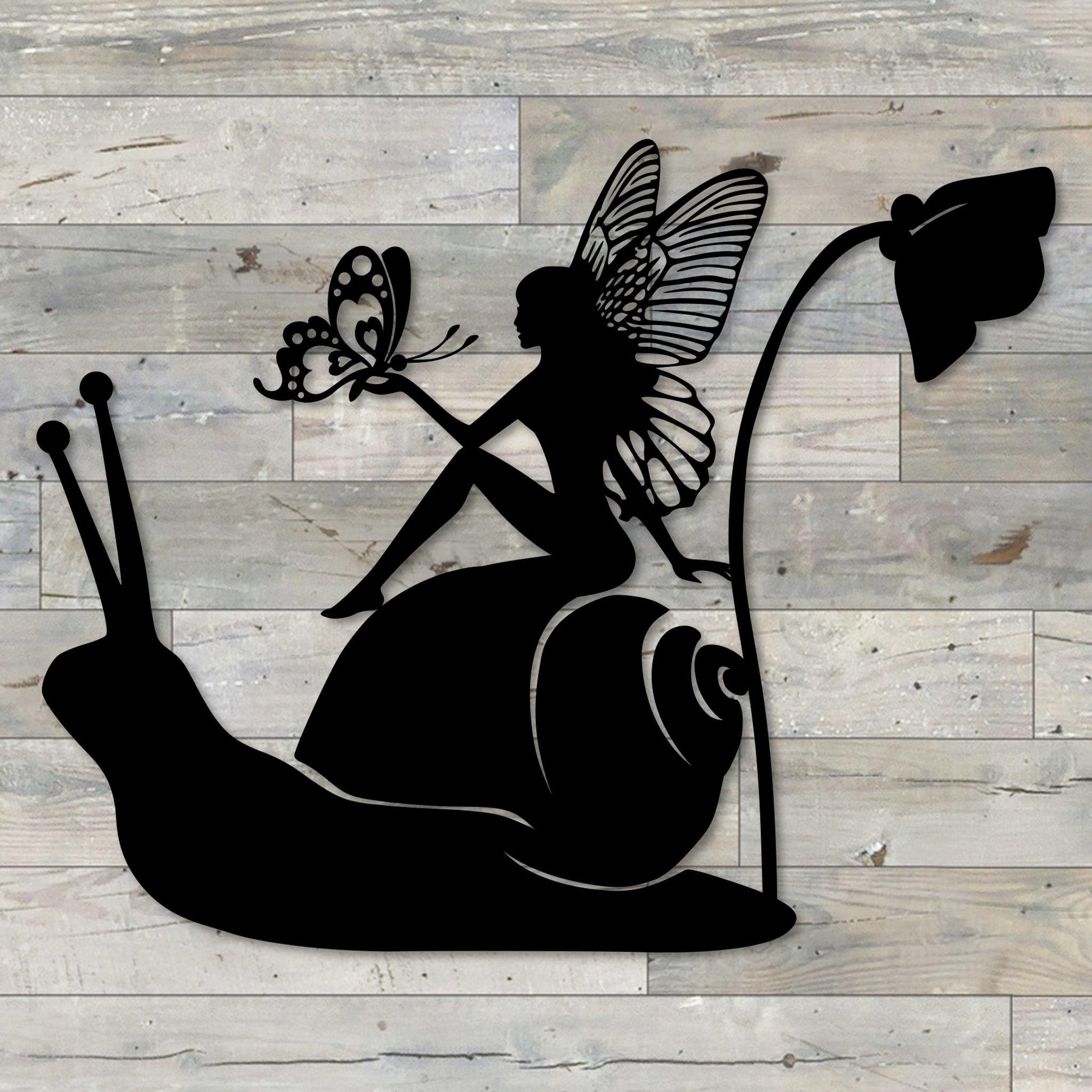 Fairy on Snail Metal Wall Decor