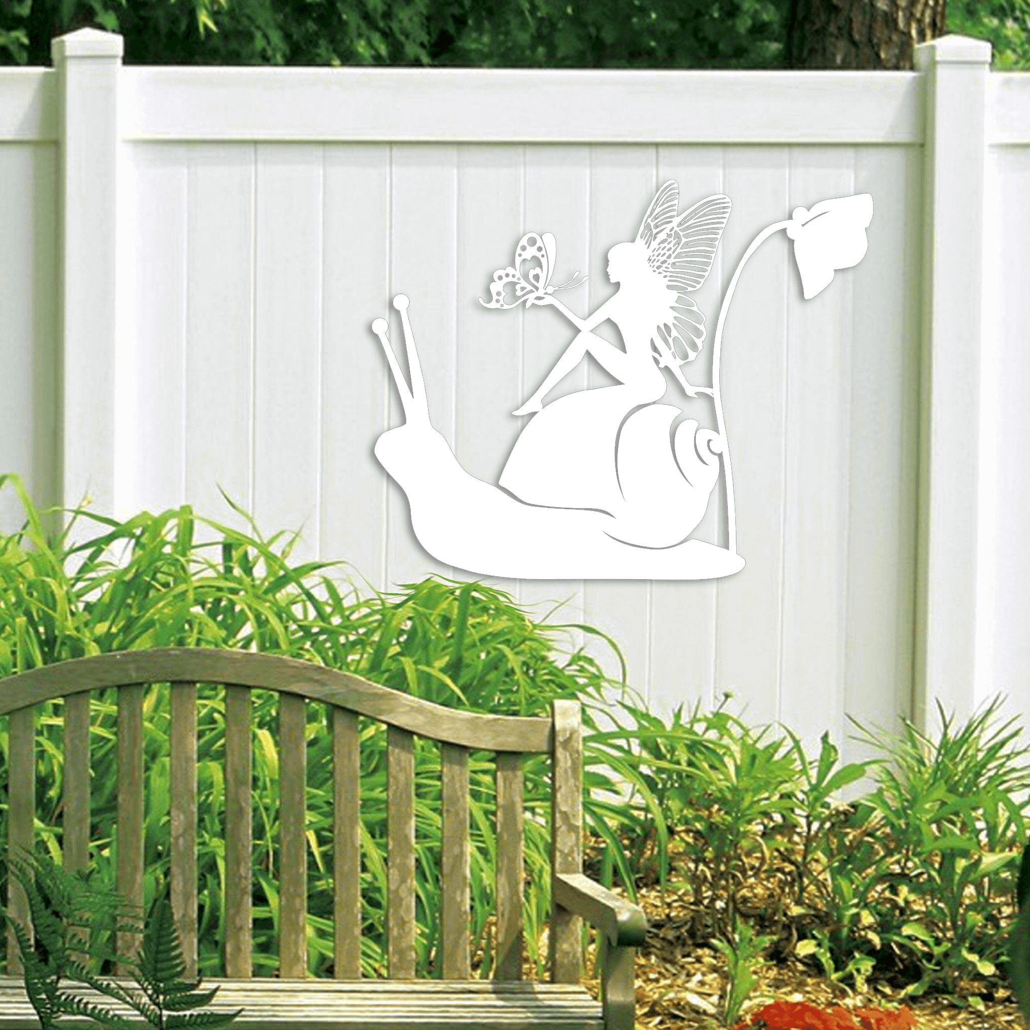 Fairy on Snail Metal Wall Decor