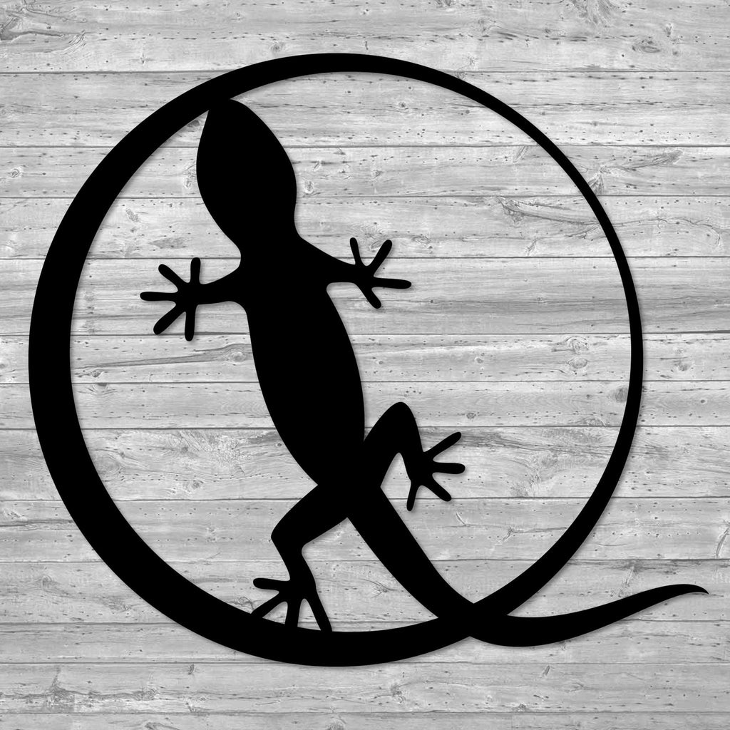 Gecko Circle Metal Wall Art