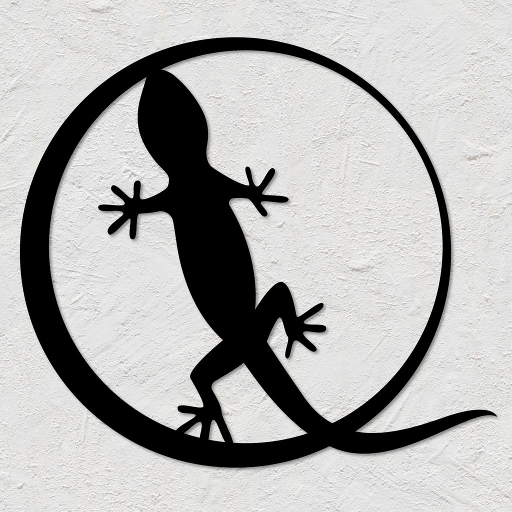 Gecko Circle Metal Wall Art