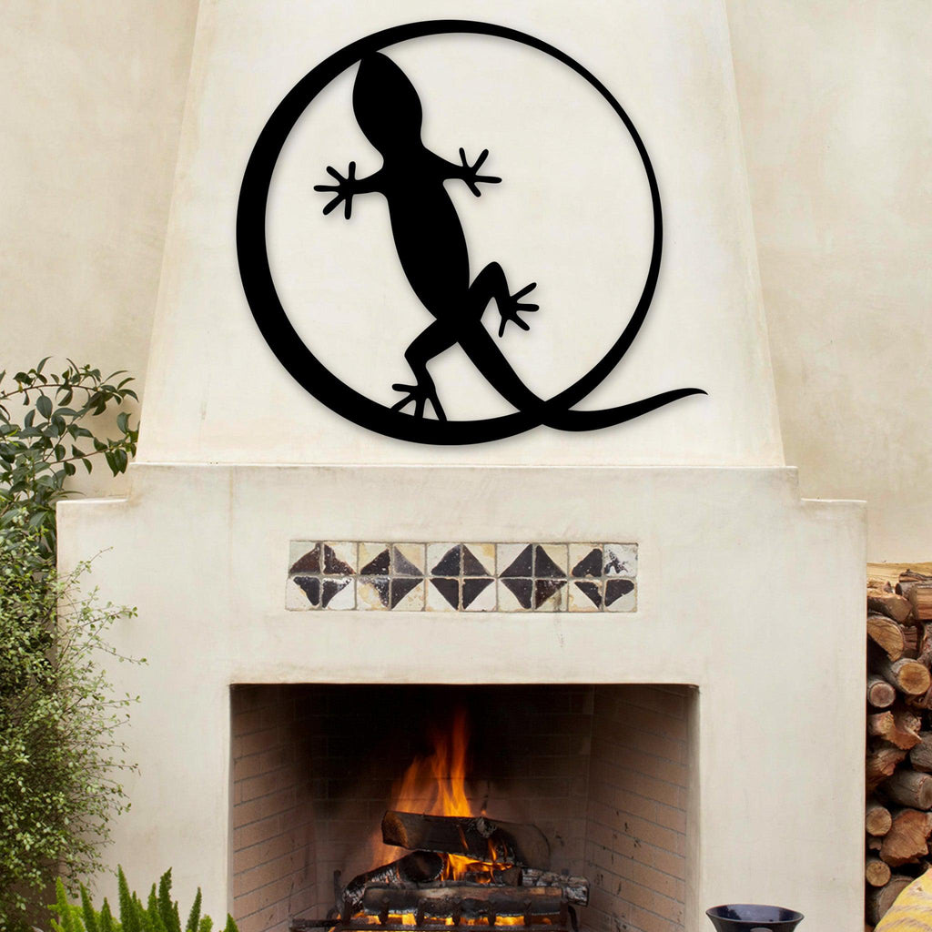 Gecko Circle Metal Wall Art