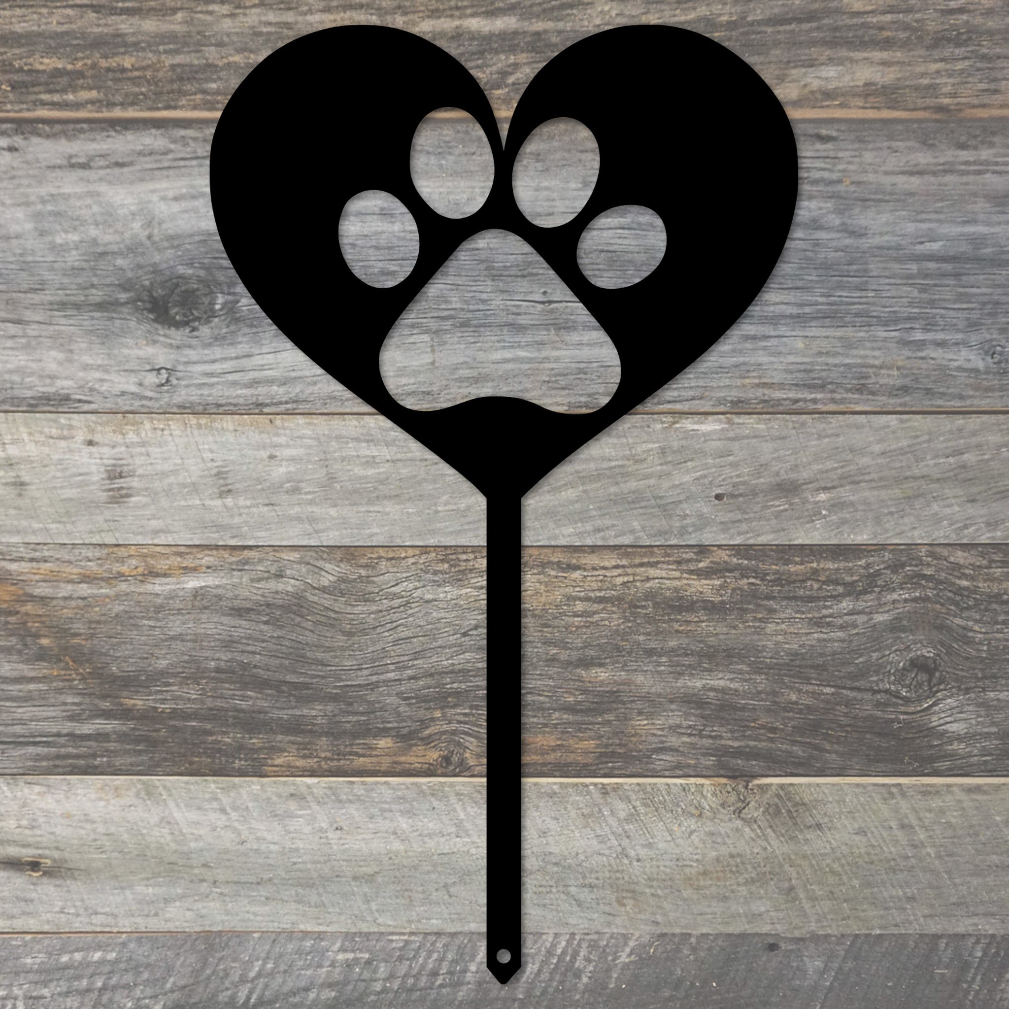 Heart Paw Stake Metal Yard Art